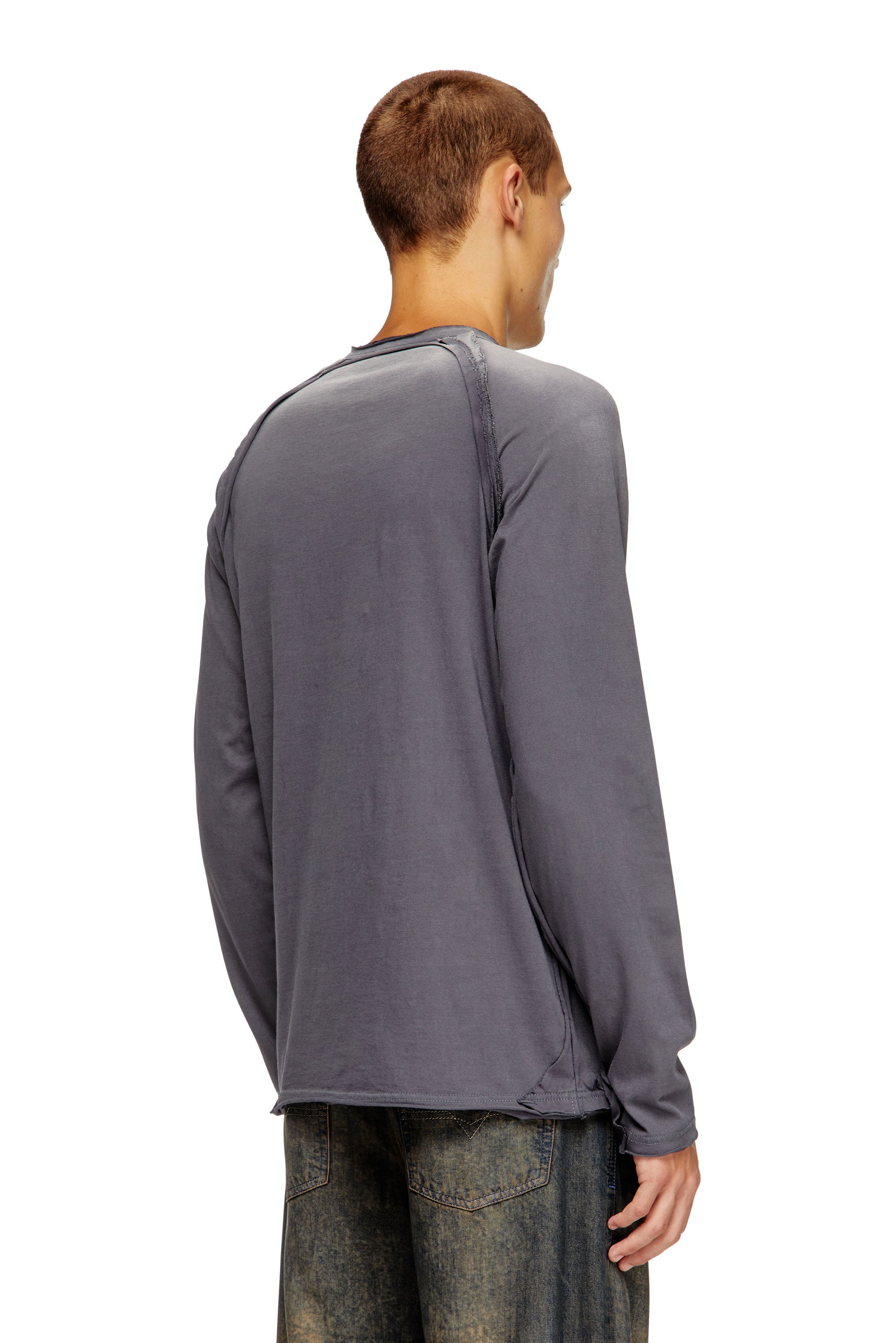 Diesel - T-RAWGY, Male's Long-sleeve T-shirt with peel-off effect in グレー - 4