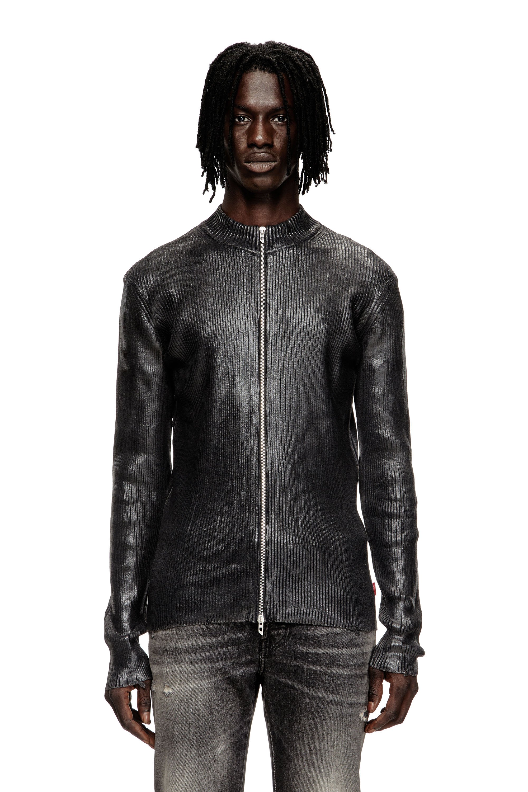 Diesel - K-DARGY-D, Male's ジップカーディガン in ブラック - 1