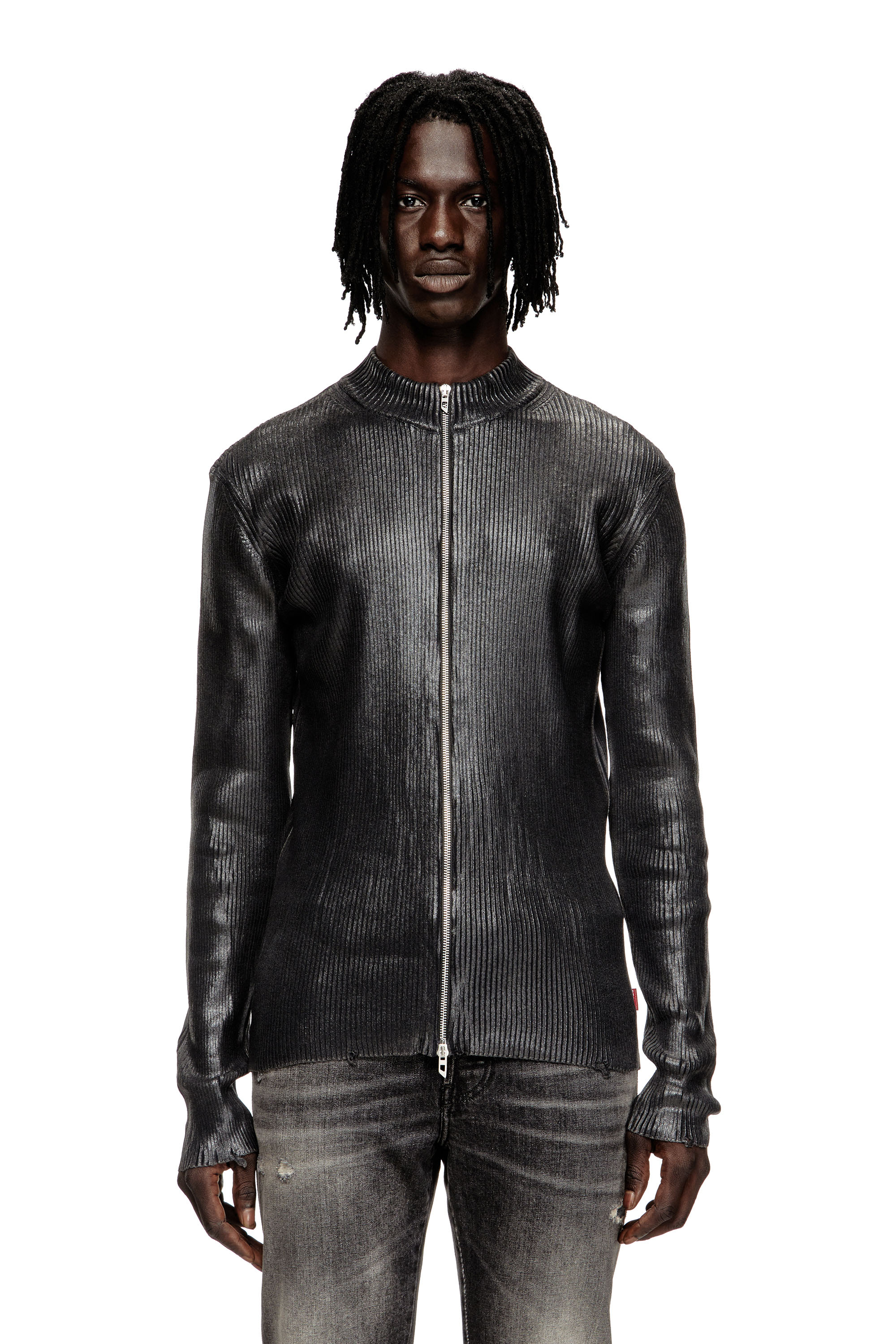 Diesel - K-DARGY-D, Male's ジップカーディガン in ブラック - 2