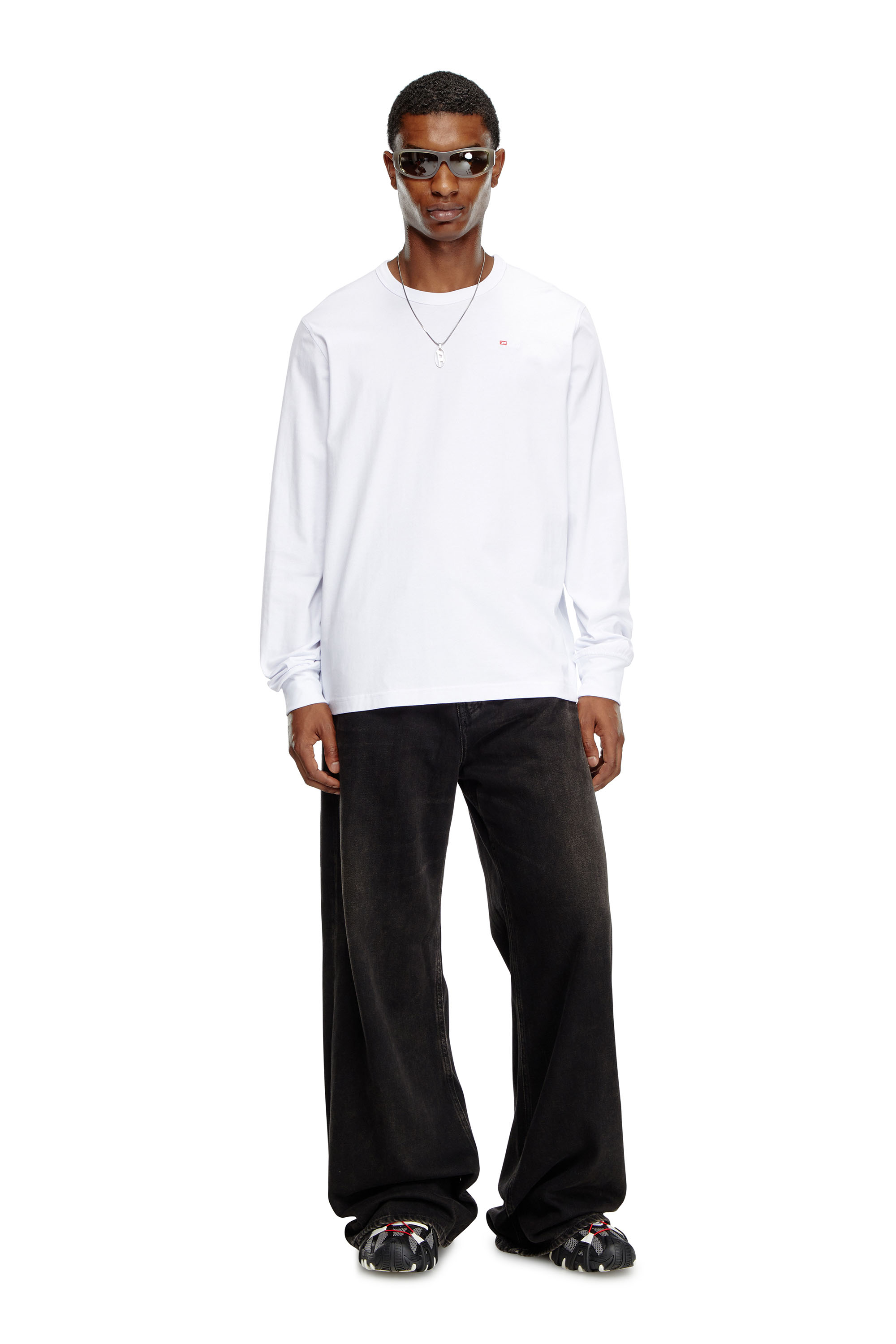 Diesel - T-ADJUST-LS-MICRODIV, Unisex's Long-sleeve T-shirt with micro logo in ホワイト - 1