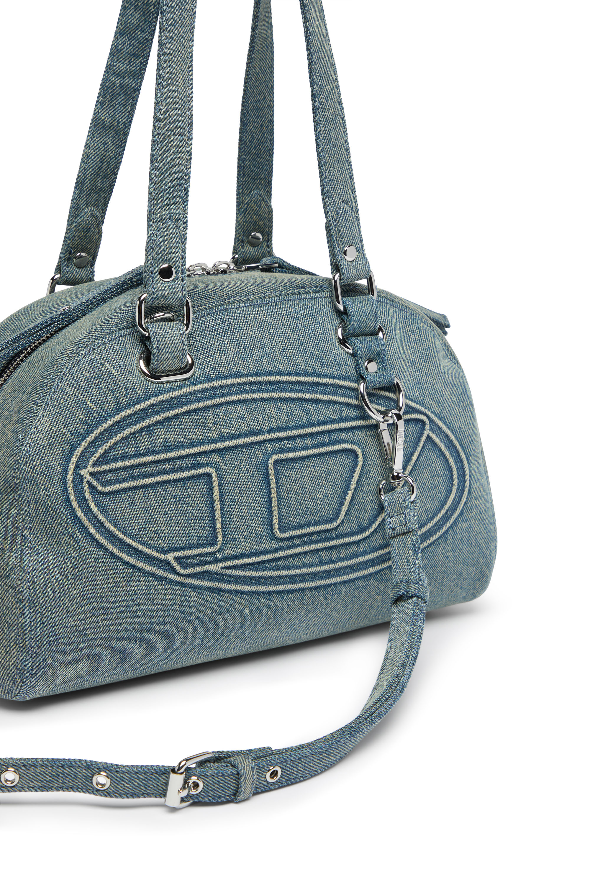 Diesel - 1DR DOME SOFT SHOULDER, Unisex's 1DR Dome-Shoulder bag in denim with Oval D logo in ライトブルー - 6