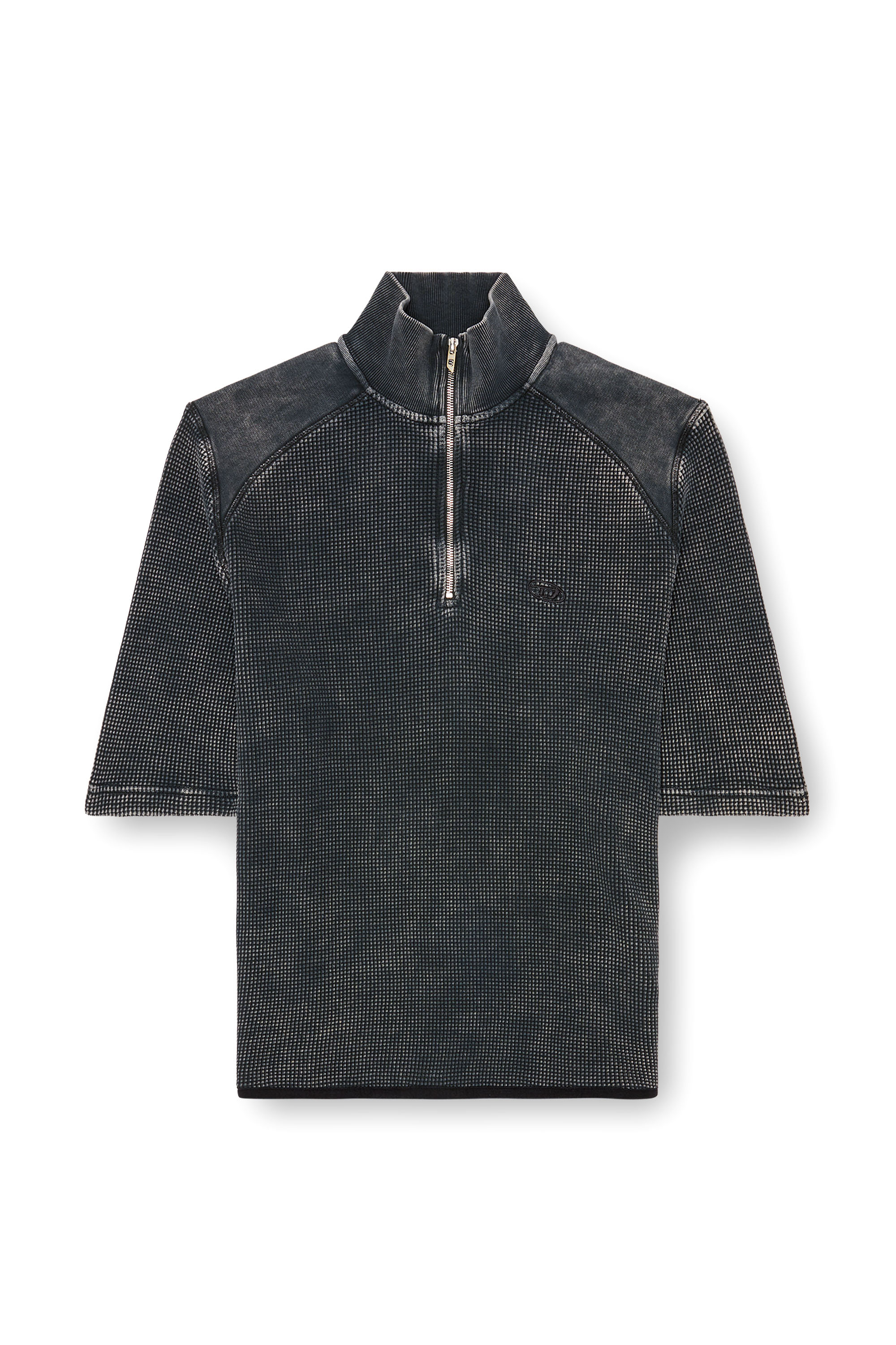 Diesel - S-WAFCOOL, Male's Short-sleeve waffle-knit sweatshirt in ブラック - 3