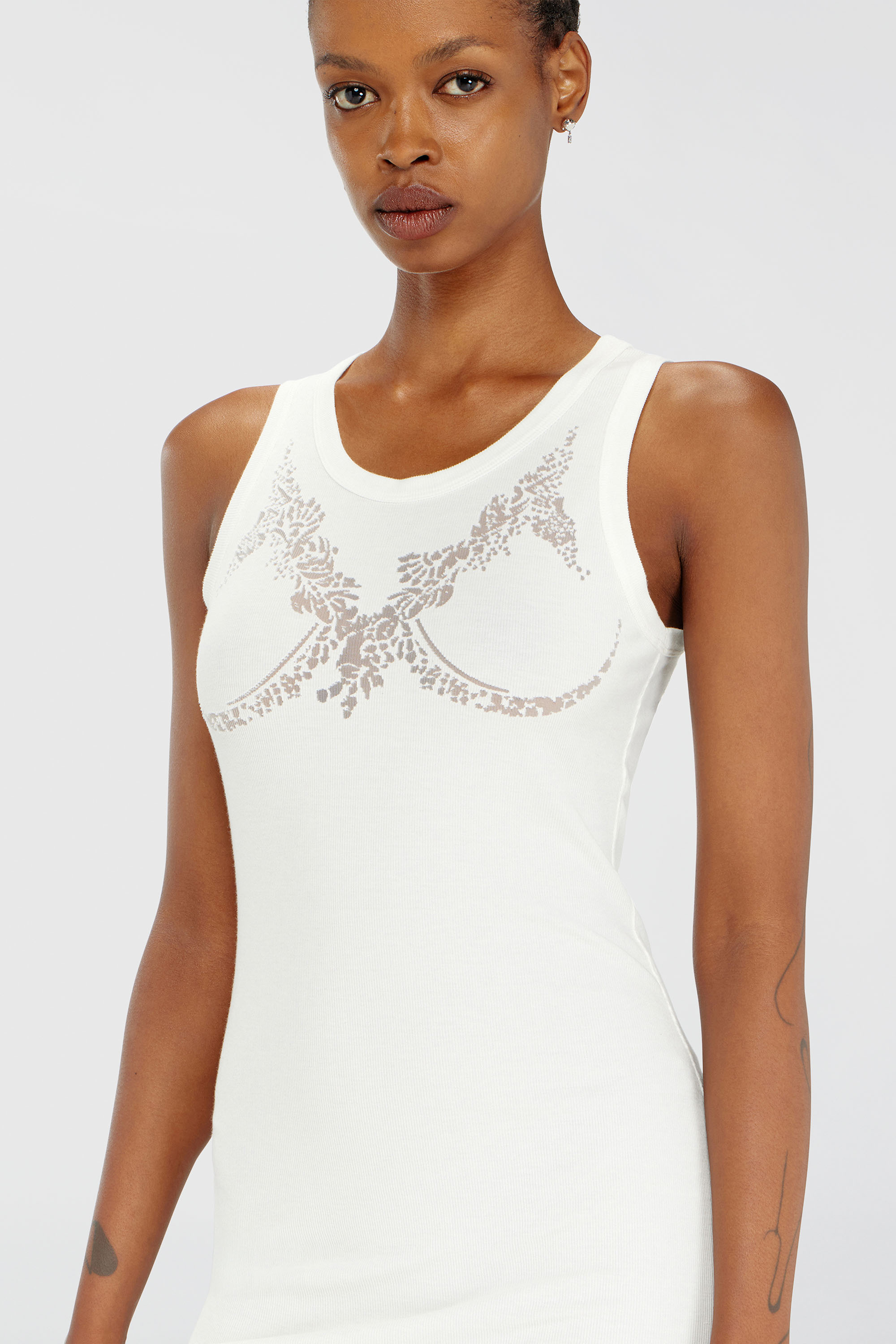 Diesel - PR-D-ANKI-LACE-R, Female's Mini tank dress with devor&eacute; lace effect in ホワイト - 5