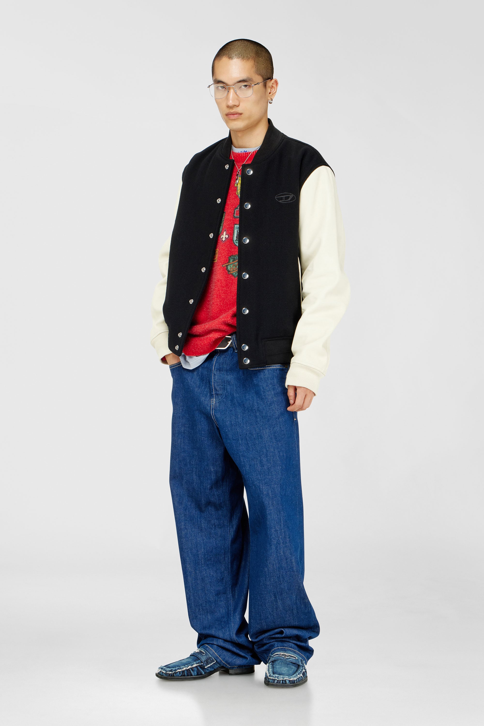 Diesel - L-ARRY-WRD, Male's ブルゾン in ブラック/ホワイト - 1