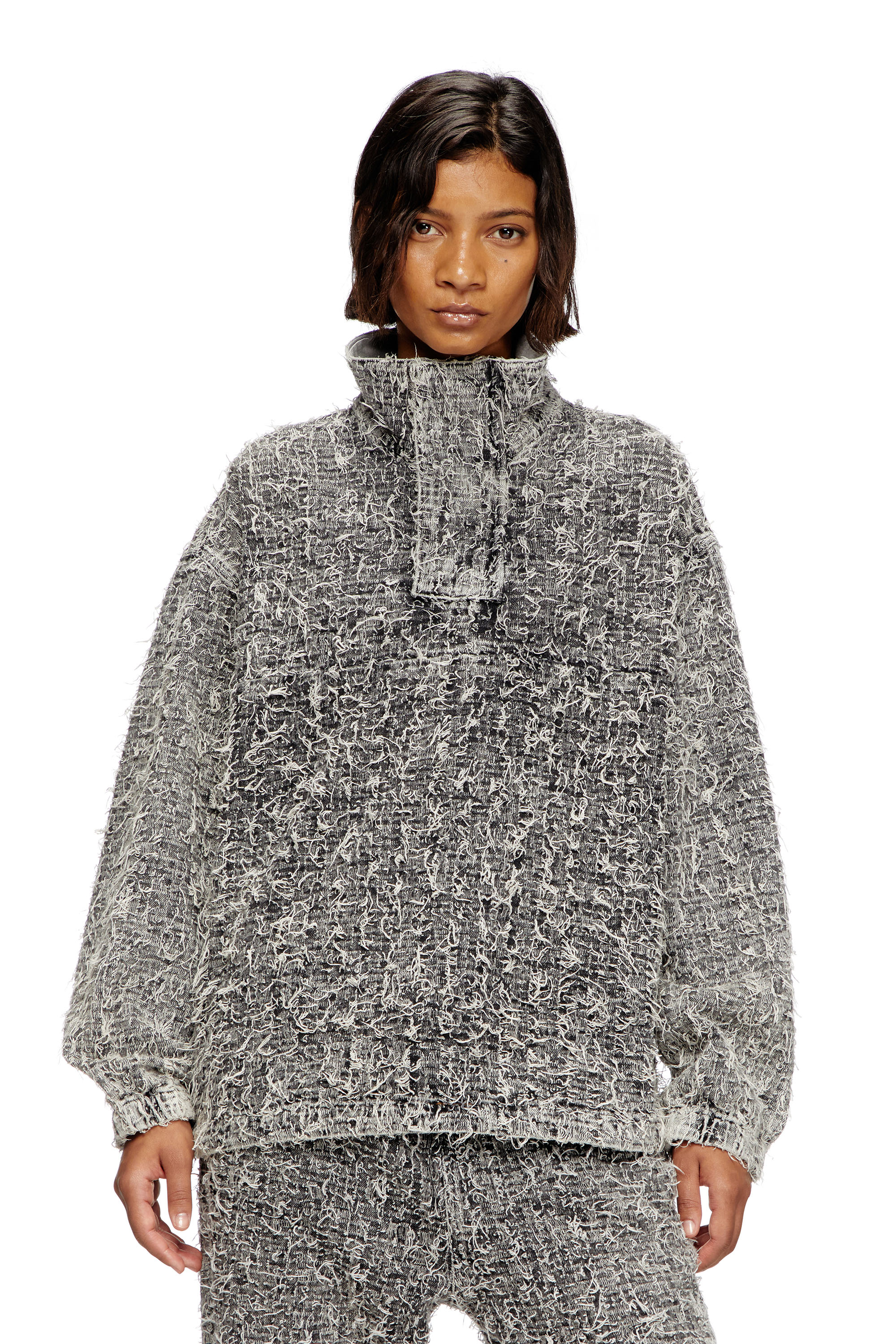 Diesel - D-FLOW-S2, Unisex's Pullover jacket in bouclé denim in グレー - 6