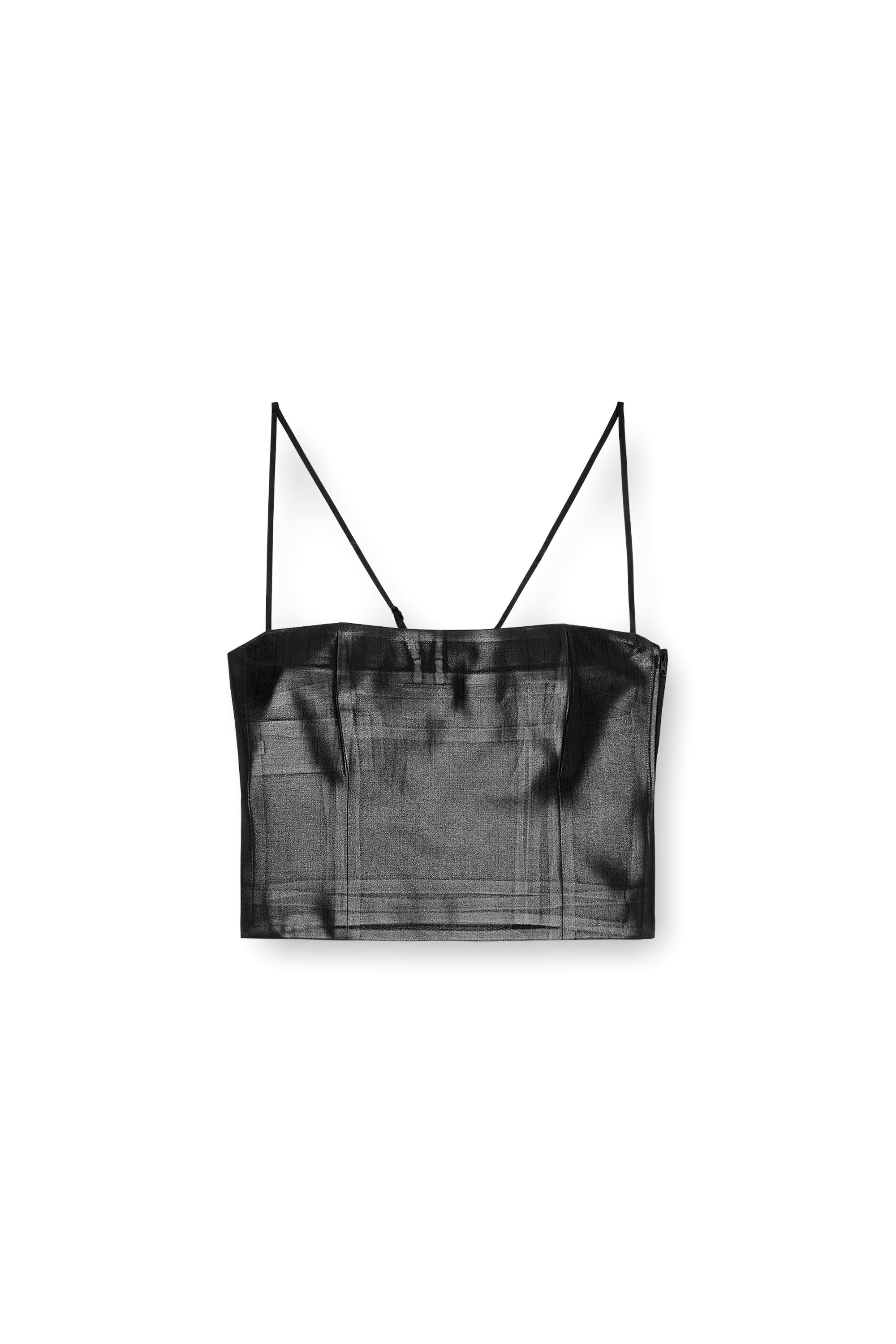 Diesel - T-REASURE, Female's Pinstripe cami with coated front in ブラック/グレー - 3