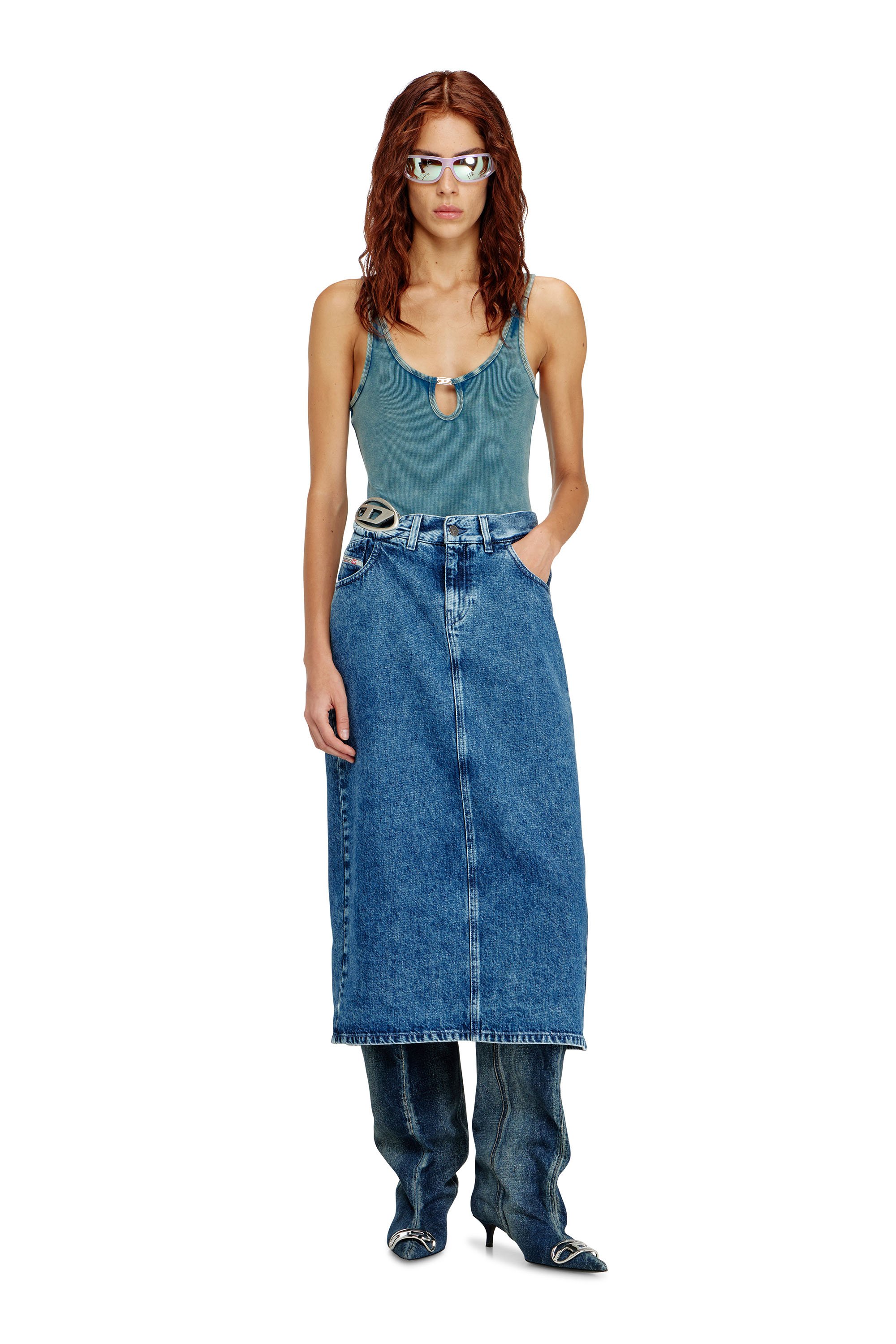 Diesel - DE-SKYE-S1, Female's デニムスカート in ブルー - 2