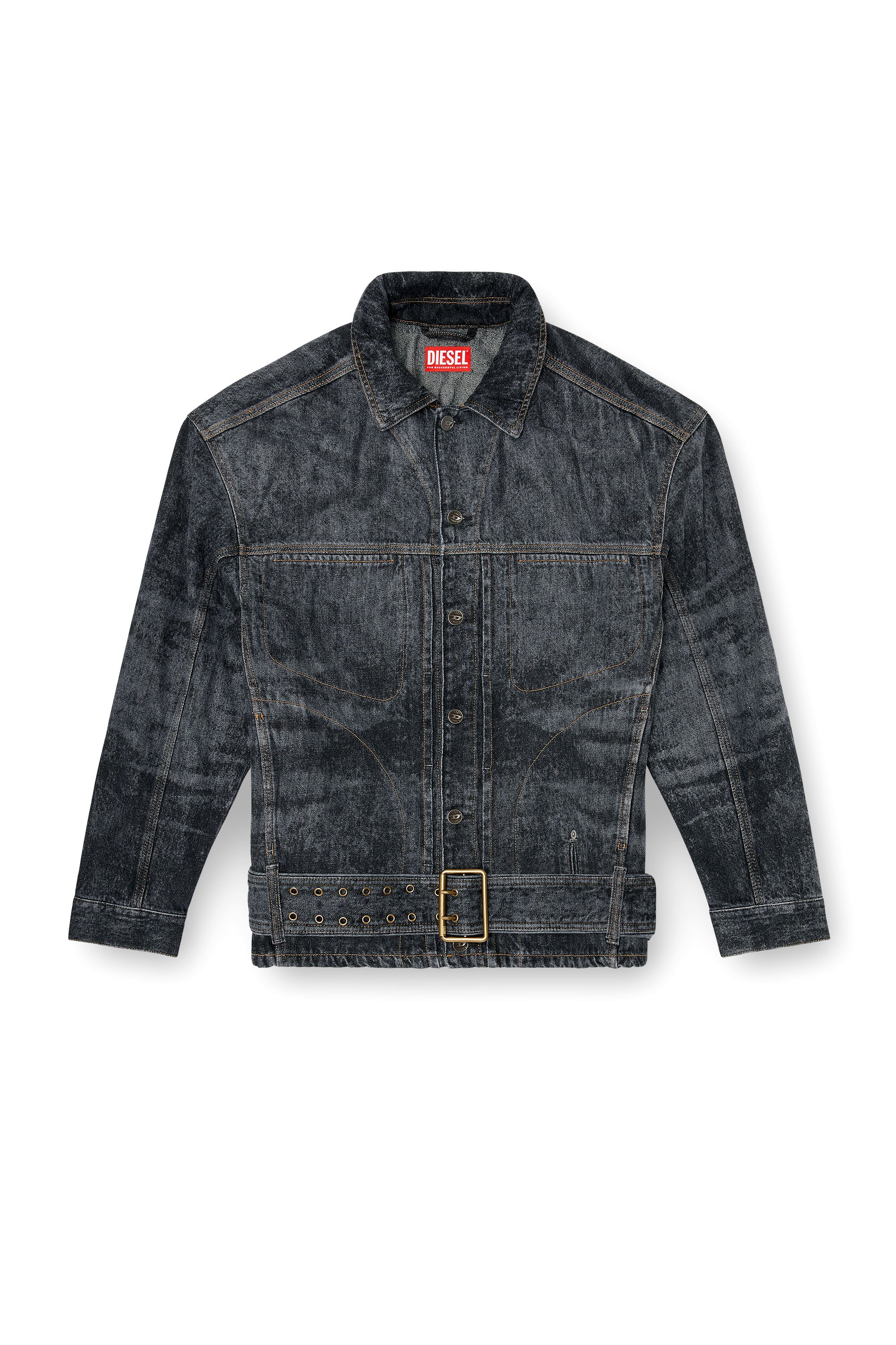 Diesel - D-VALERO-S, Male's デニムジャケット in ブラック/ダークグレー - 3