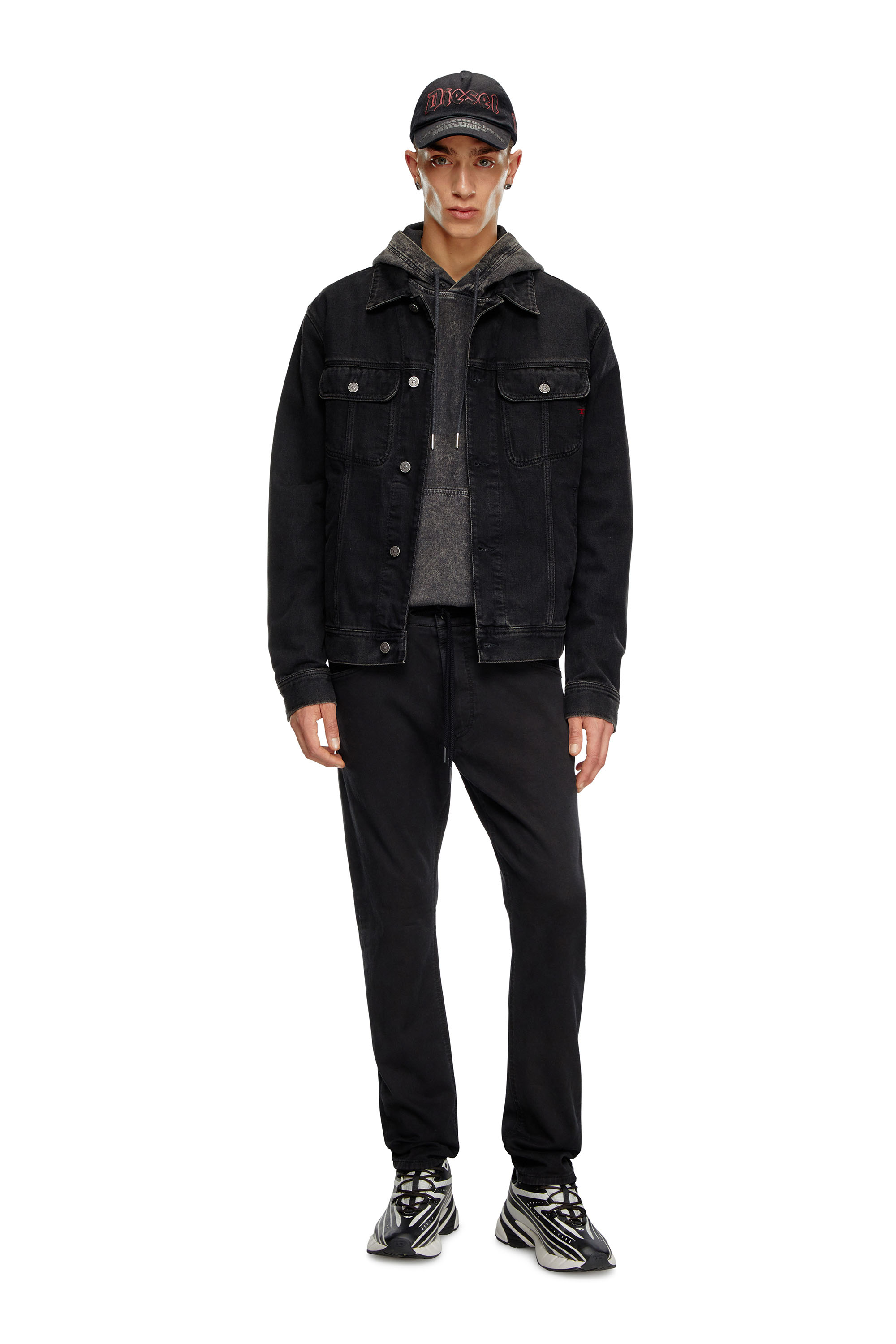 Diesel - D-AIRSPEED LOW, Male's D-Airspeed Low-Striped sneakers in coated ripstop in ブラック/グレー - 7