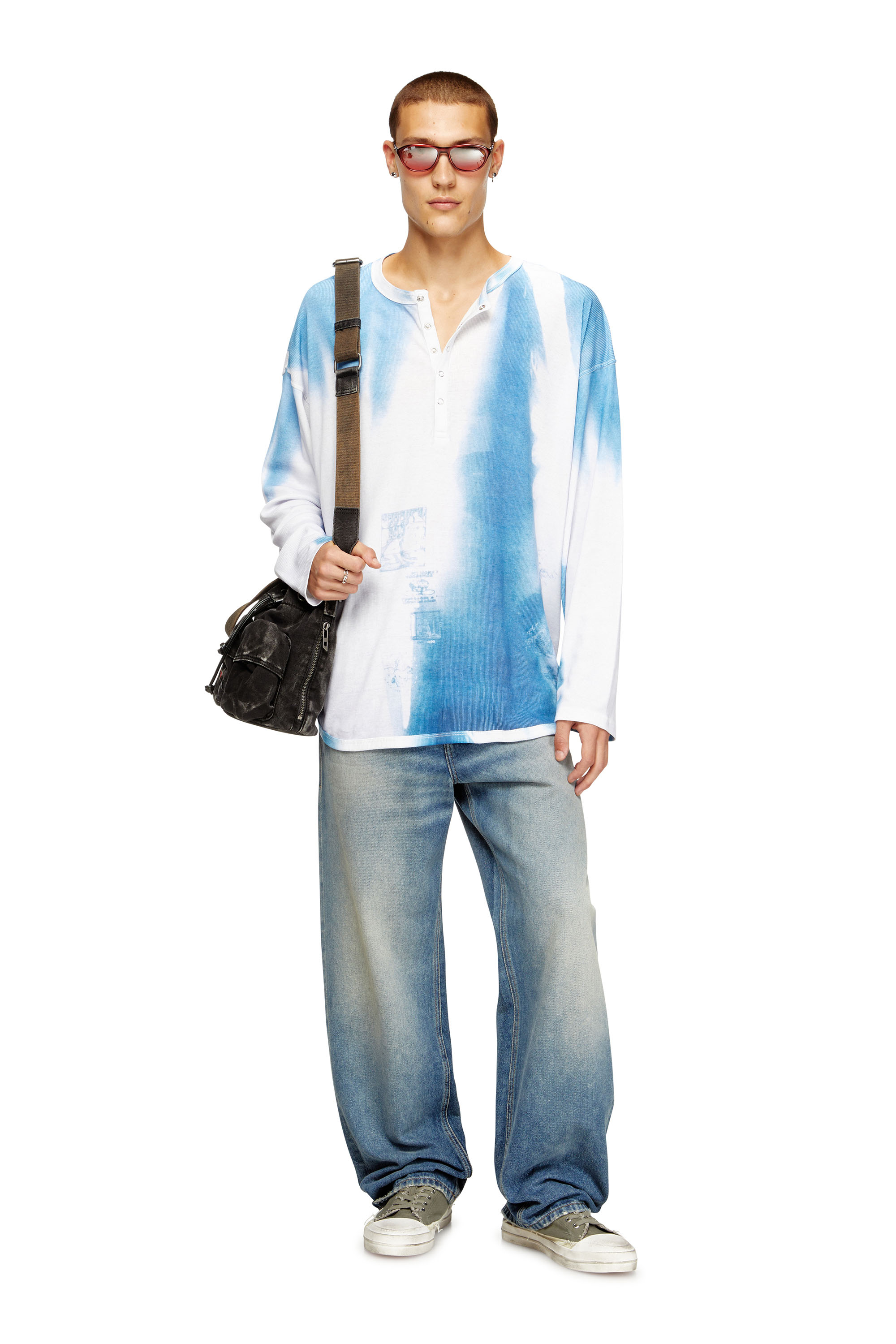 Diesel - T-ALLAN, Male's 長袖トップ in ブルー/ホワイト - 2