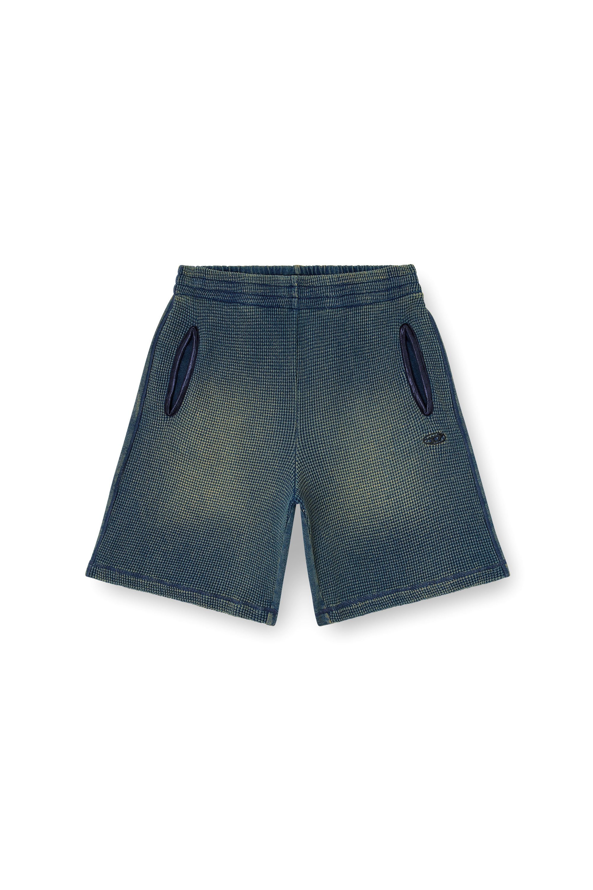 Diesel - P-WAFY-SHORT, Male's Sweat shorts in mixed denim-look jersey in ダークブルー - 3