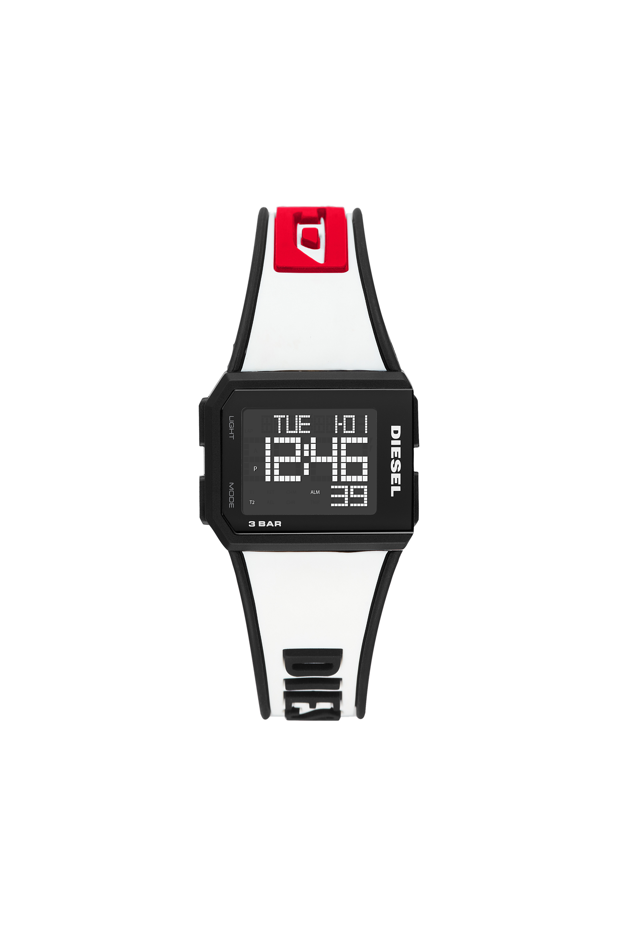 Diesel - DZ1922, Unisex's Chopped Digital White Silicone Watch in ホワイト/ブラック - 1