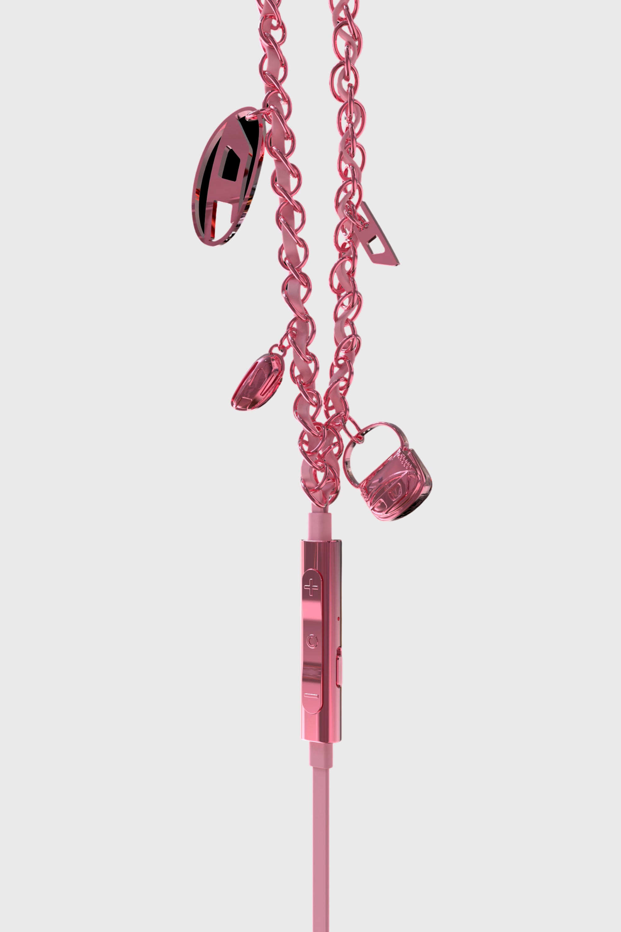 Diesel - 60688 WIRED EARBUDS WIRED EARBUDS, Unisex's Pink wired earbuds and charms in ピンク / ホワイト - 2