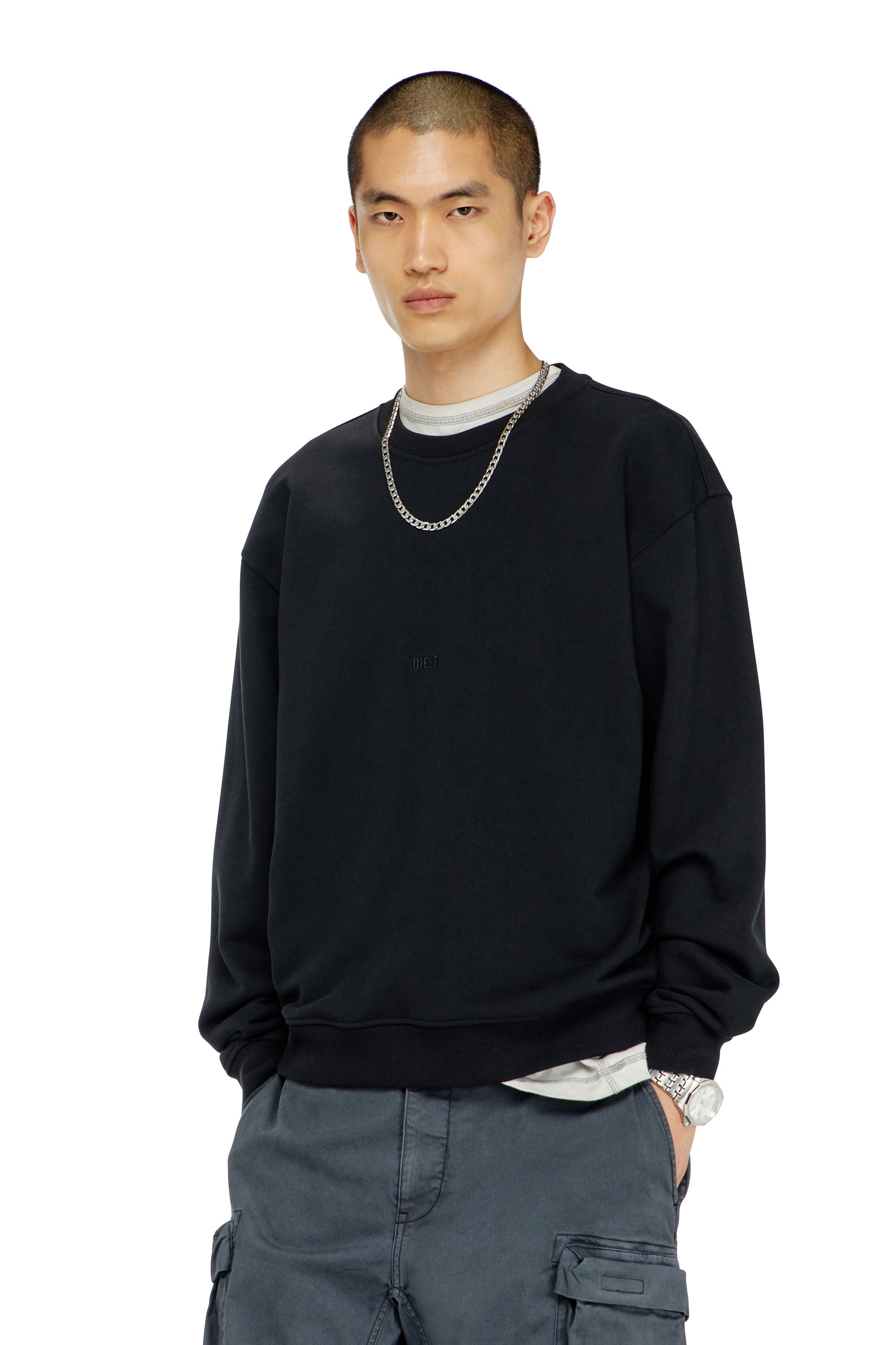 Diesel - S-NORM-AA5, Male's プルオーバースウェット in ブラック - 1