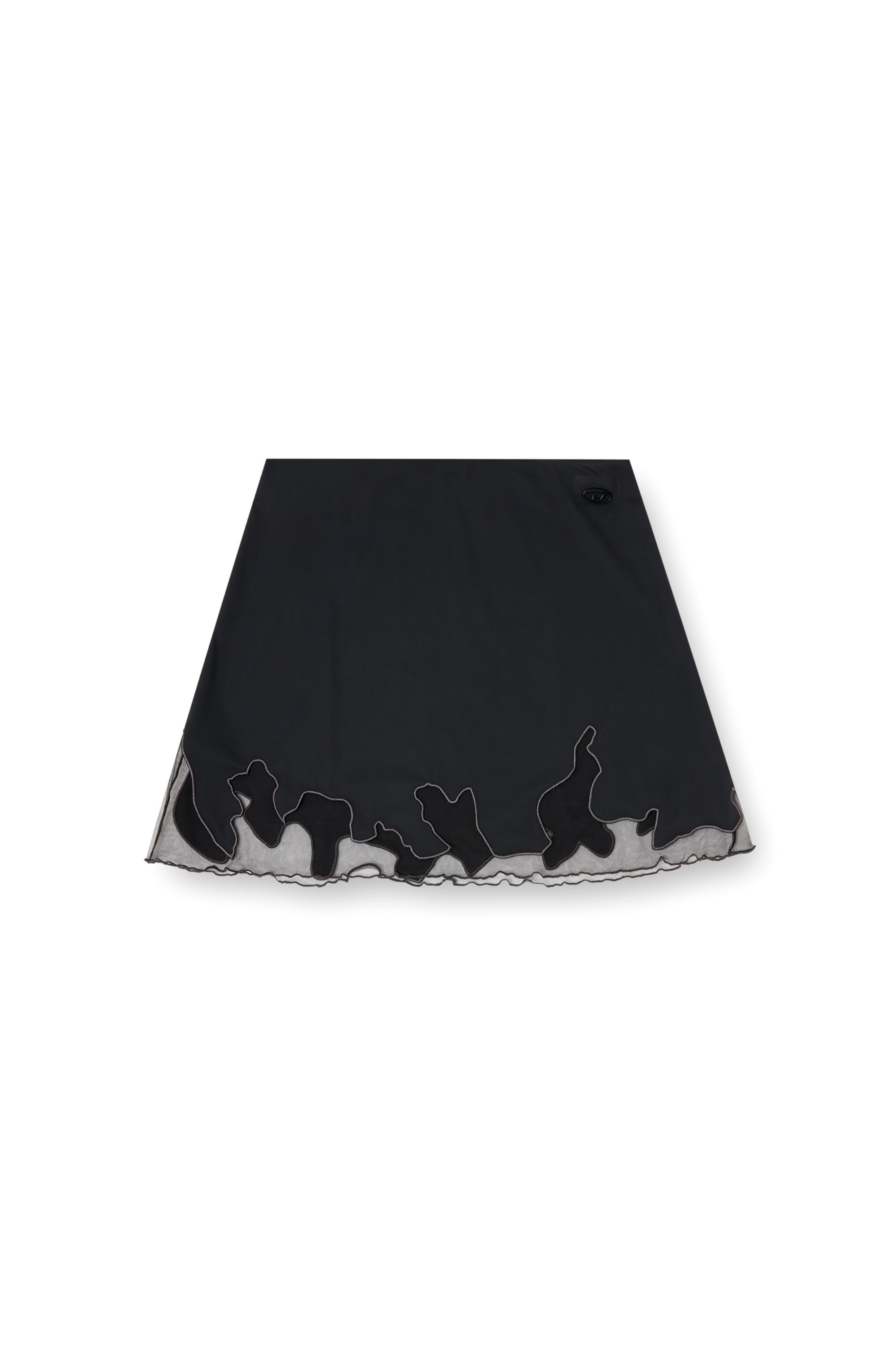 Diesel - O-LANE-R1, Female's Nylon mini skirt with tulle insert in ブラック - 3