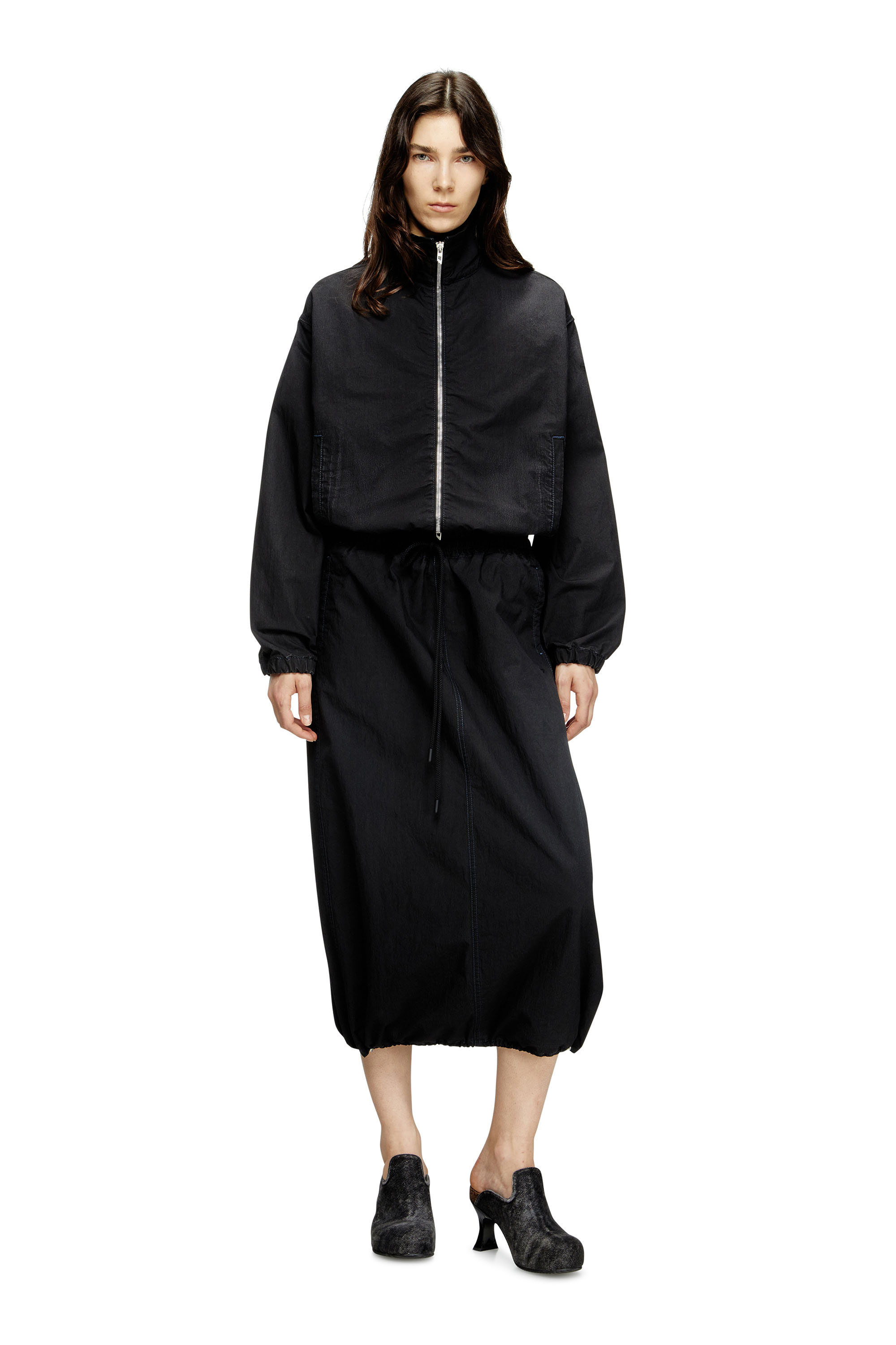 Diesel - DE-OREN-C JOGG, Female's Midi skirt in technical JoggJeans in ブラック - 1