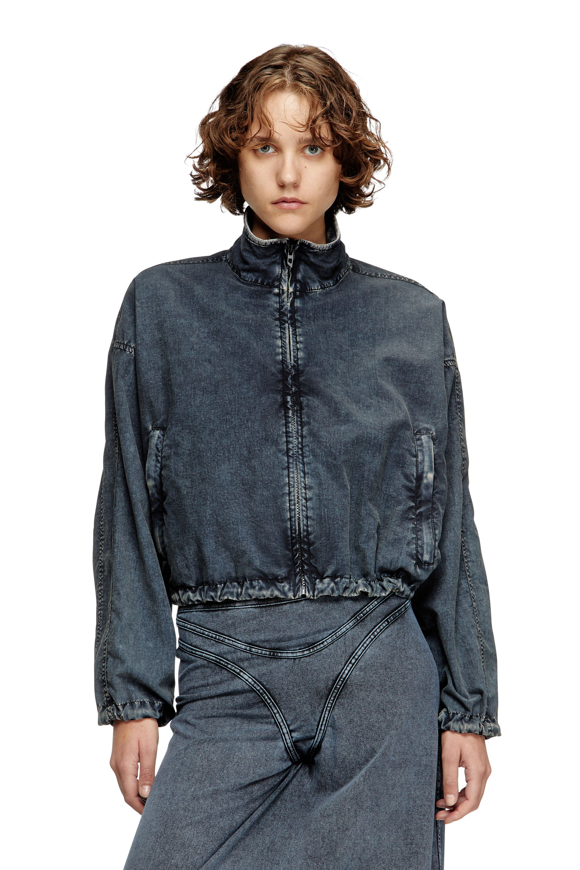 Diesel - G-LEAM-R1, Female's Cropped jacket in recycled nylon taslan in ダークブルー - 1