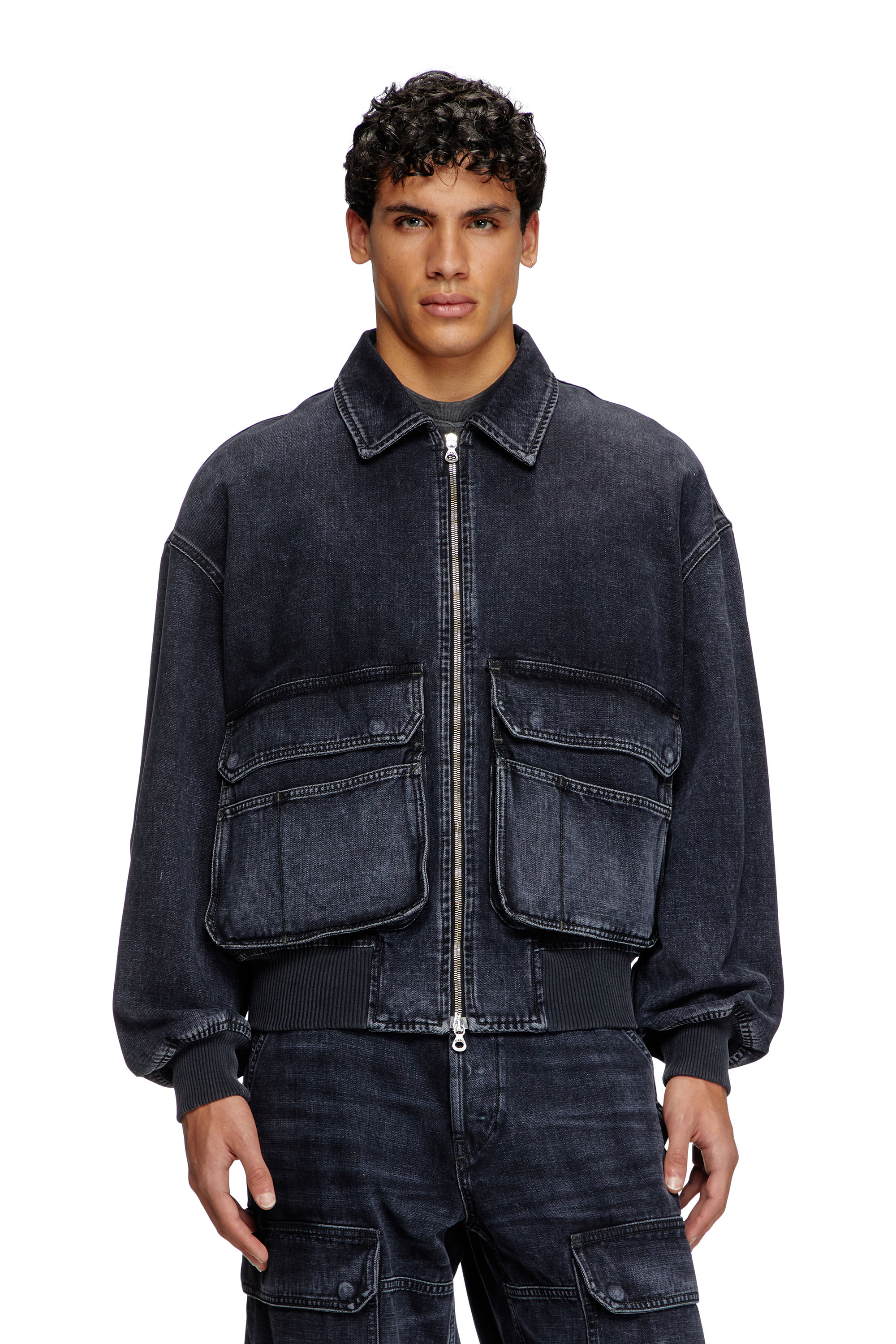 Diesel - D-KURZ, Unisex's Jacket in batavia-weave denim in ブラック - 3