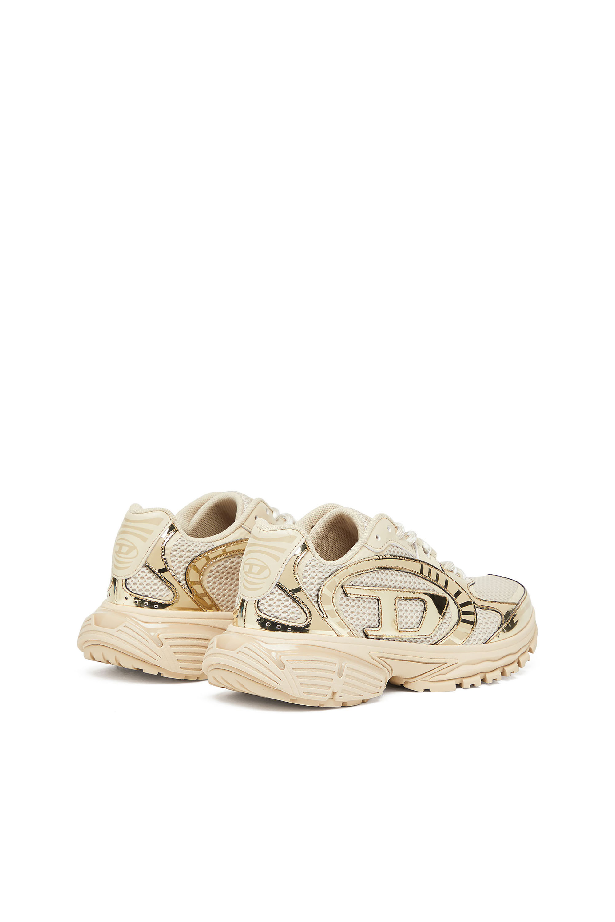 Diesel - S-PRO-V-DENSE LOW W, Female's S-Pro-V-Dense-Metallic mesh sneakers with Oval D logo in ベージュ - 3