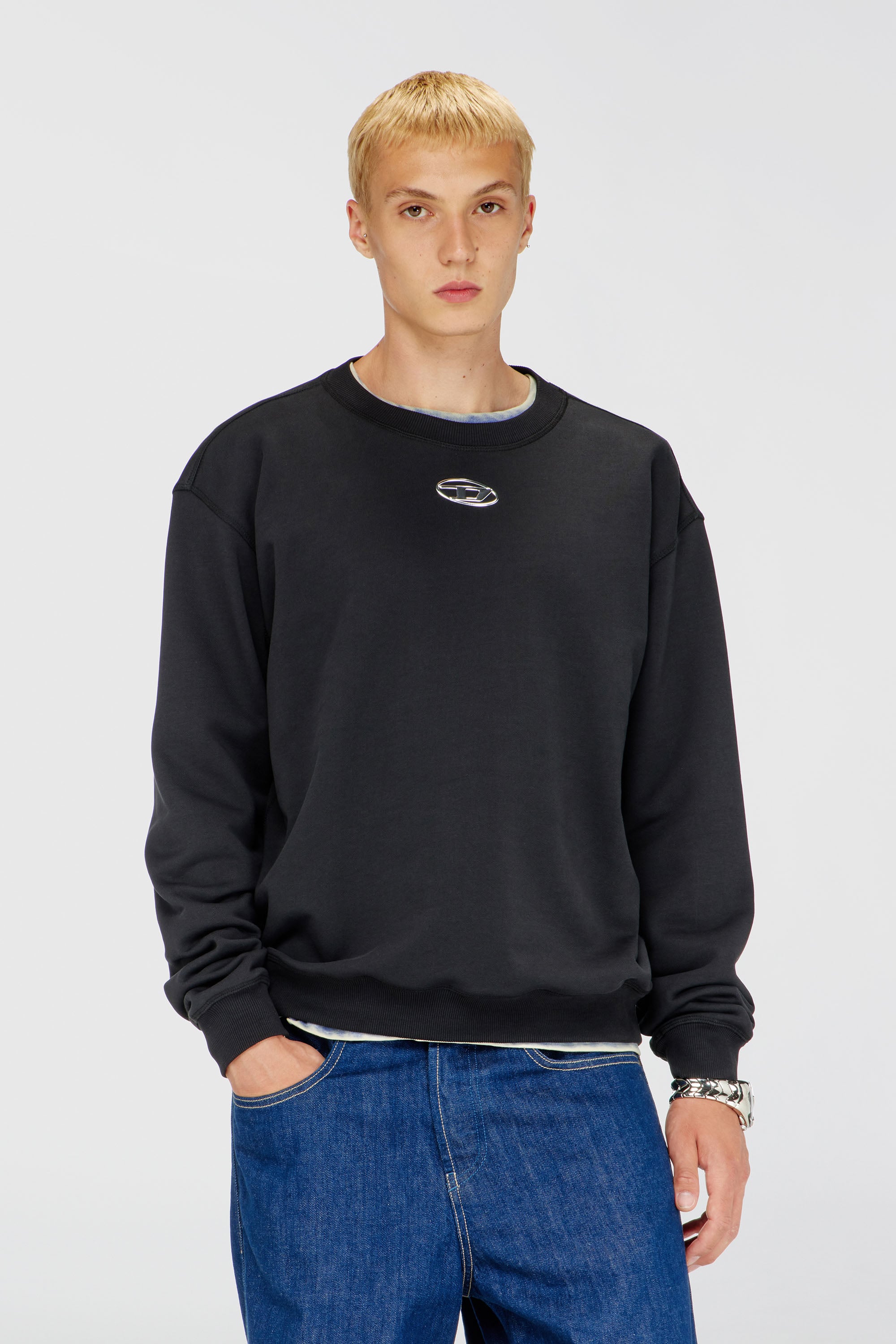 Diesel - S-NORM-IOD, Male's プルオーバースウェット in ブラック - 1