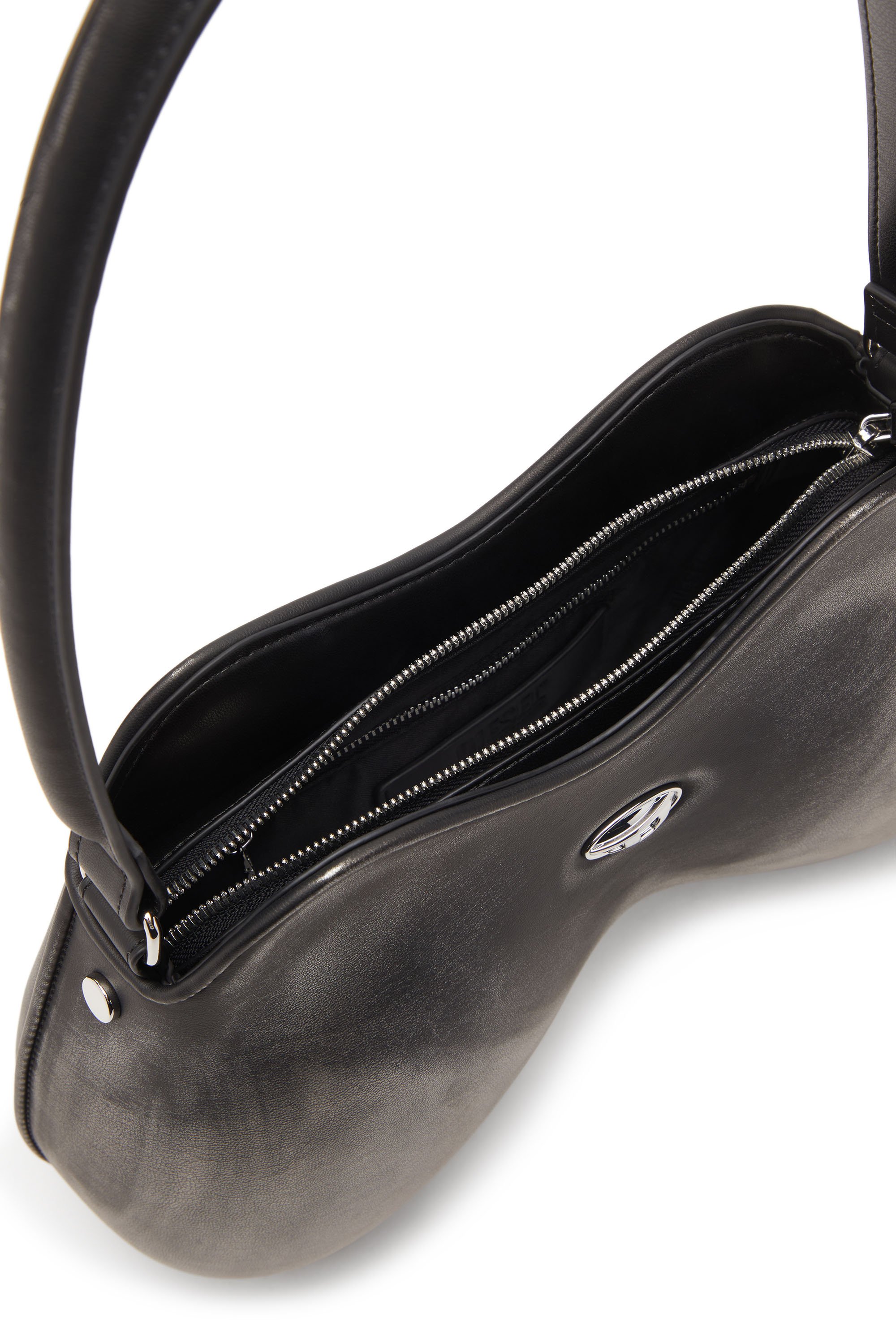 Diesel - DOUBLE-D SHOULDER, Female's Double-D-Rigid shoulder bag in brushed PU in ブラック/シルバー - 3