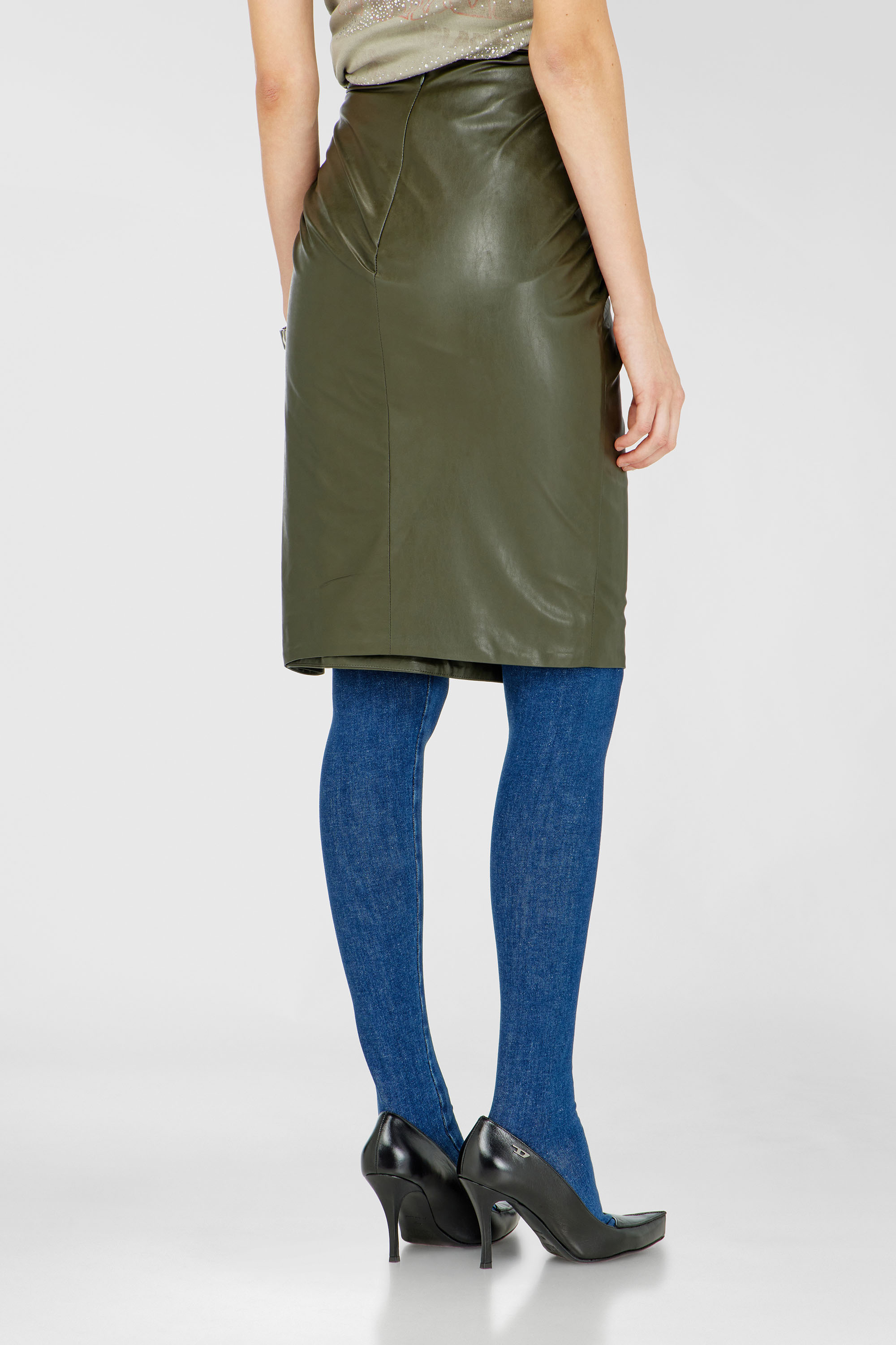 Diesel - O-DASLI, Female's Draped pencil skirt with split in グリーン - 3