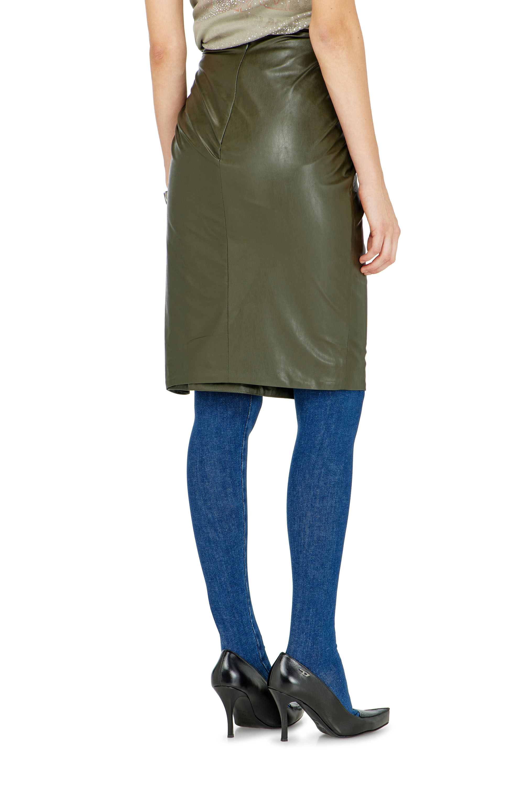 Diesel - O-DASLI, Female's Draped pencil skirt with split in グリーン - 3