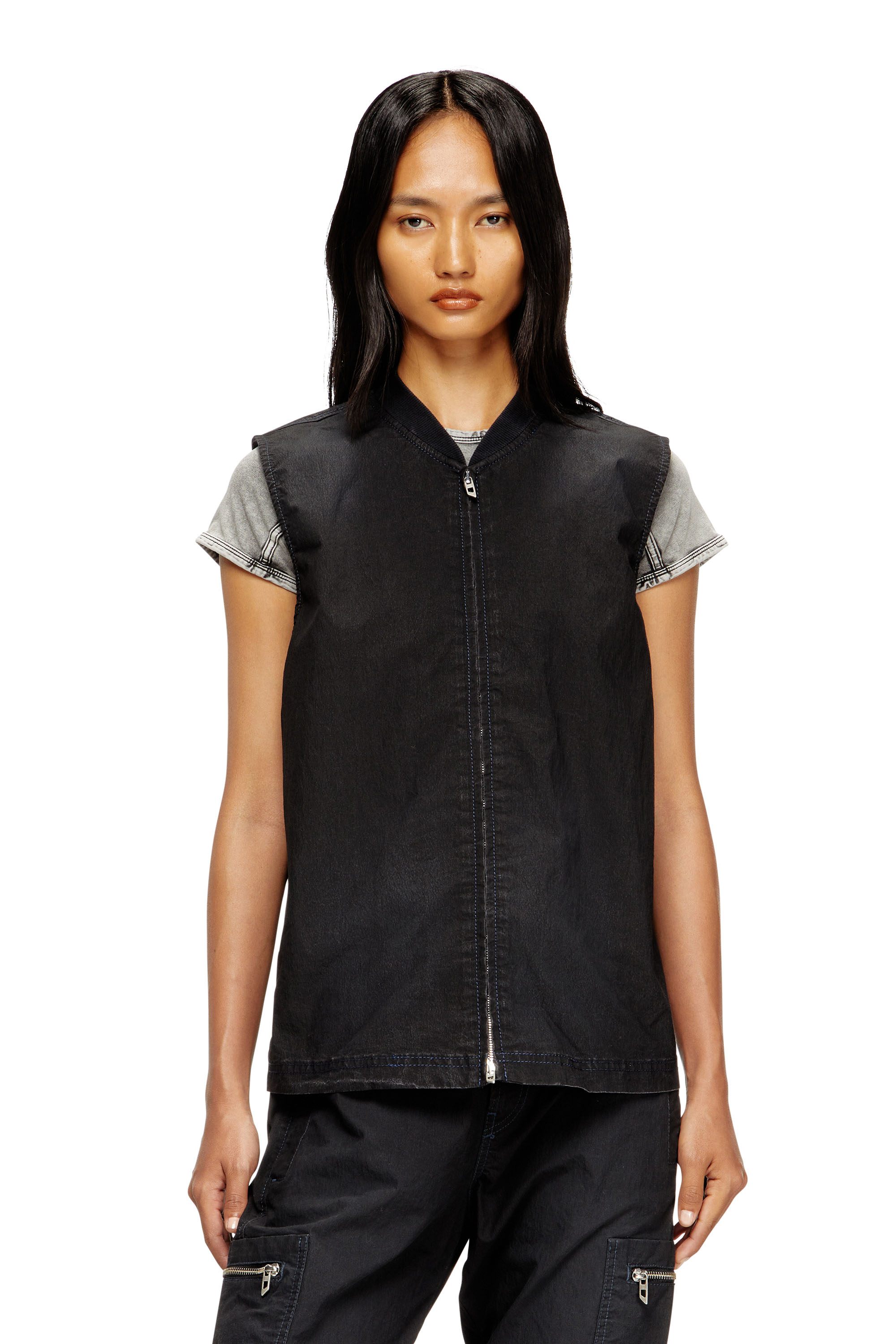 Diesel - D-SUND-D-N JOGG, Unisex's Sleeveless technical JoggJeans vest in ブラック/ダークグレー - 5