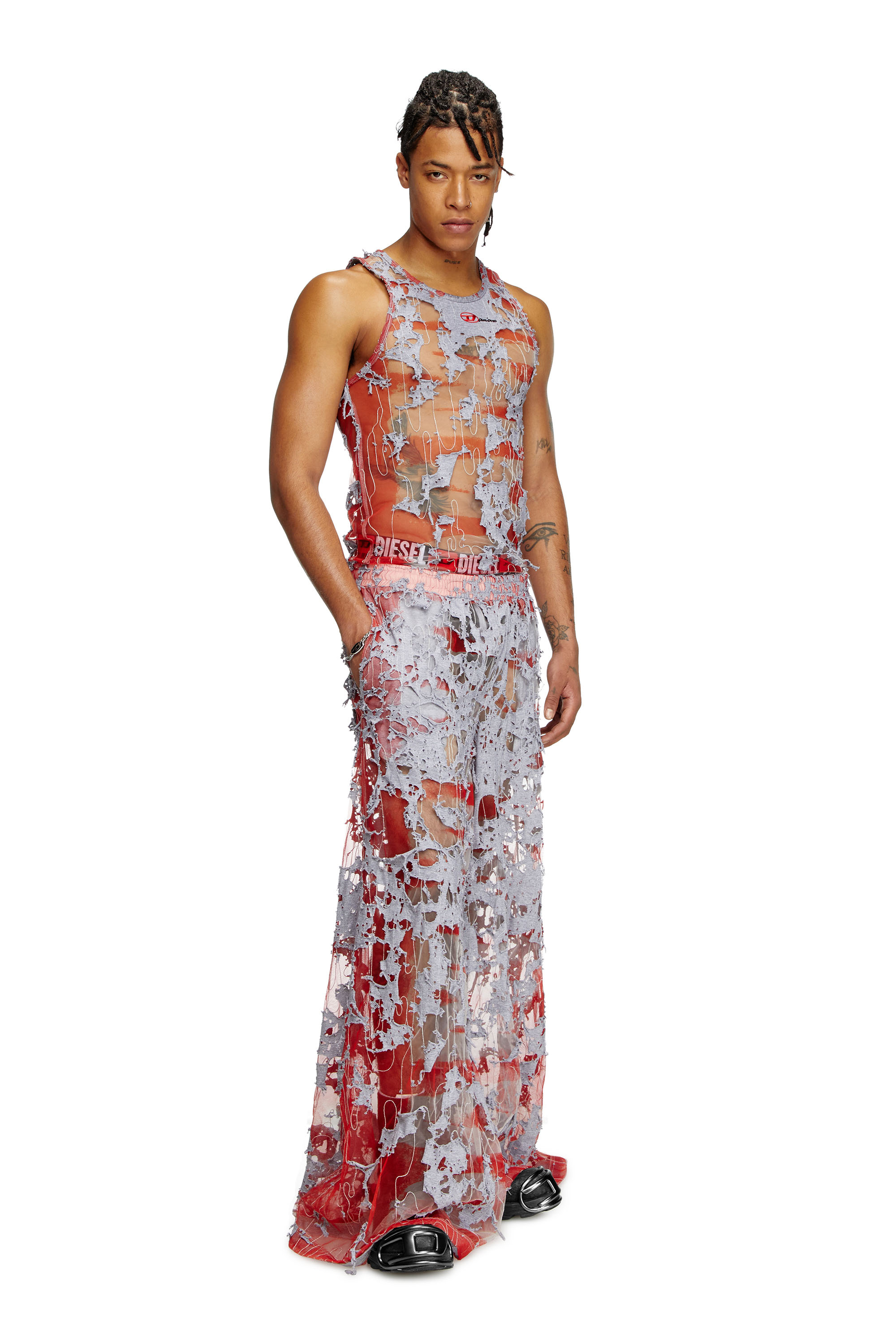 Diesel - P-DAM-DEVOR-DD, Unisex's スウェットパンツ in グレー/レッド - 1