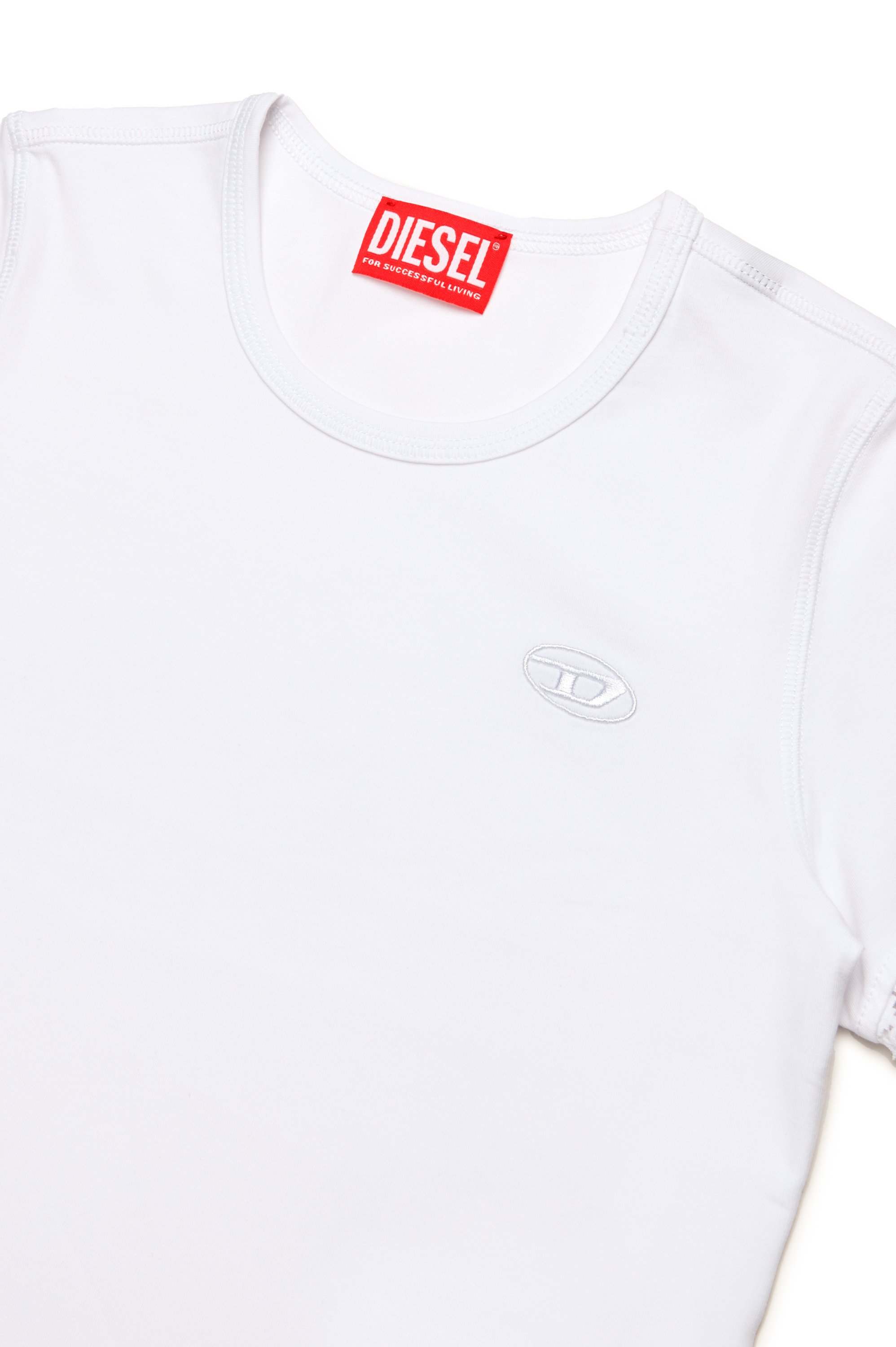Diesel - TUNCUTIELACE, Female's T-shirt with lace sleeve trims in ホワイト - 3