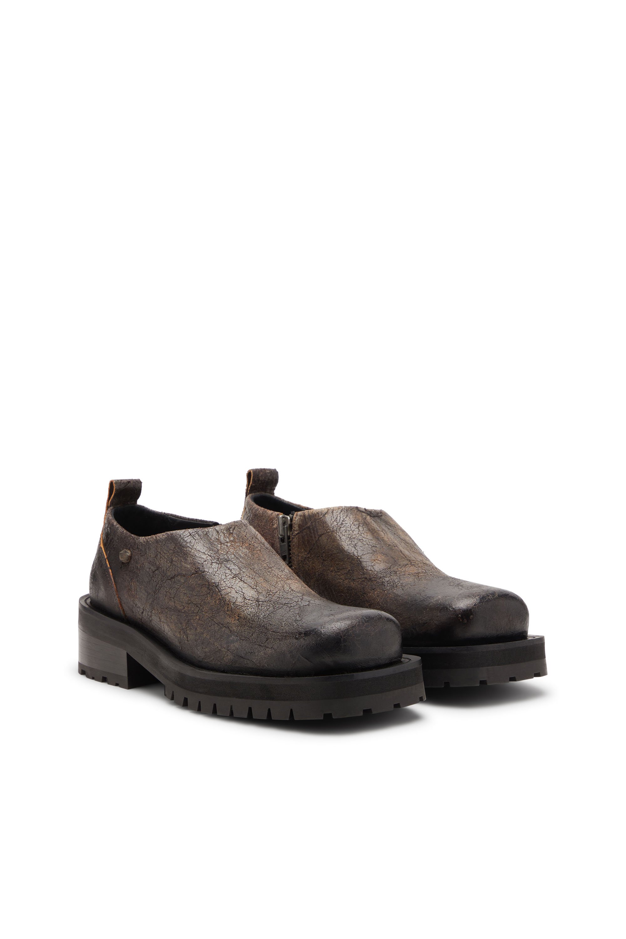 Diesel - D-TEXAN CLOG, Male's D-Texan-Zipped shoes in distressed crackled suede in null - 2
