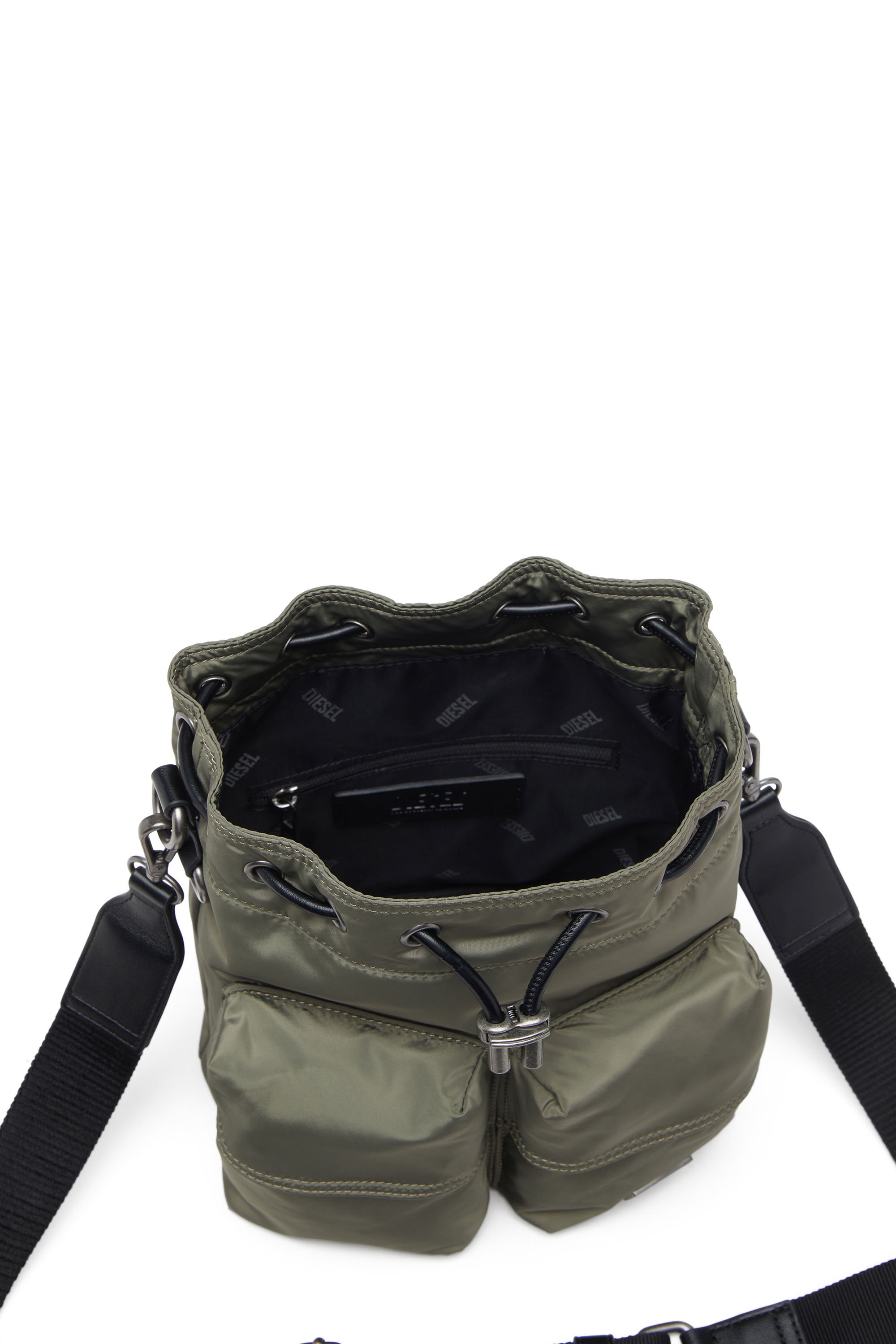 Diesel - MULTI-PKTS BUCKET X, Unisex's Multi-Pkts-Multipocket bucket bag in utilitarian shell in ミリタリーグリーン - 4