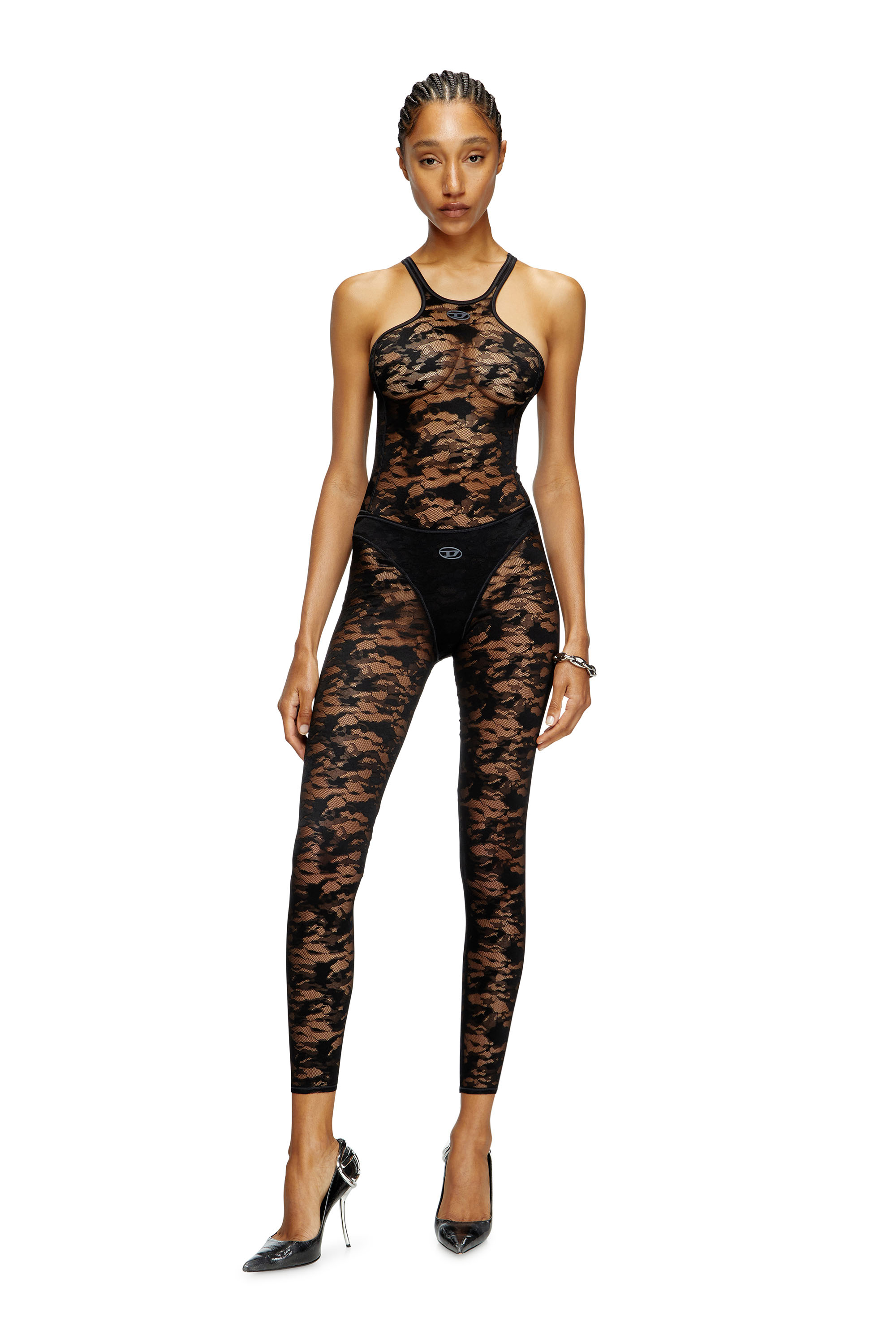 Diesel - CLAIRE-UTLT, Female's Camo lace leggings in ブラック - 1