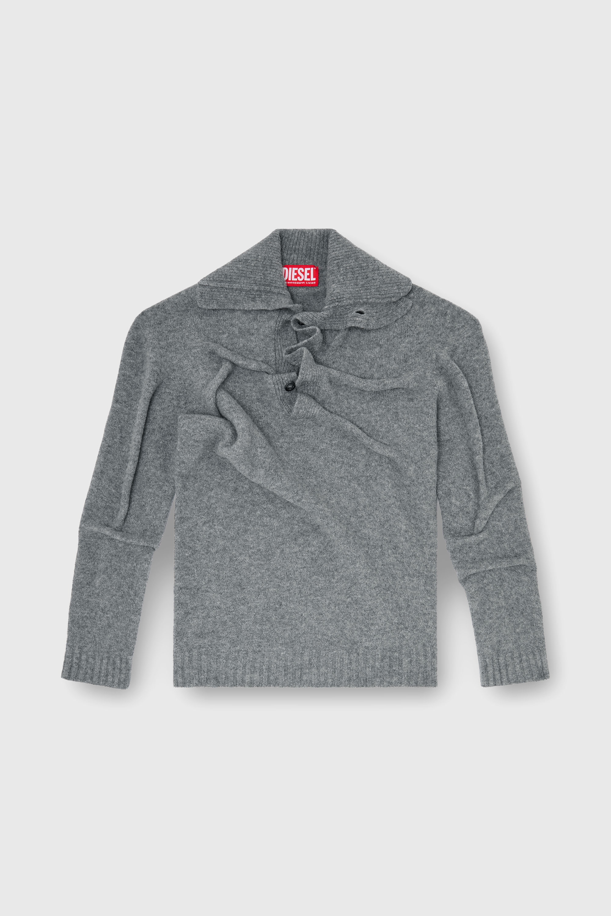 Diesel - K-ANDREW, Male's Button-neck jumper in wrinkled boiled knit in null - 2
