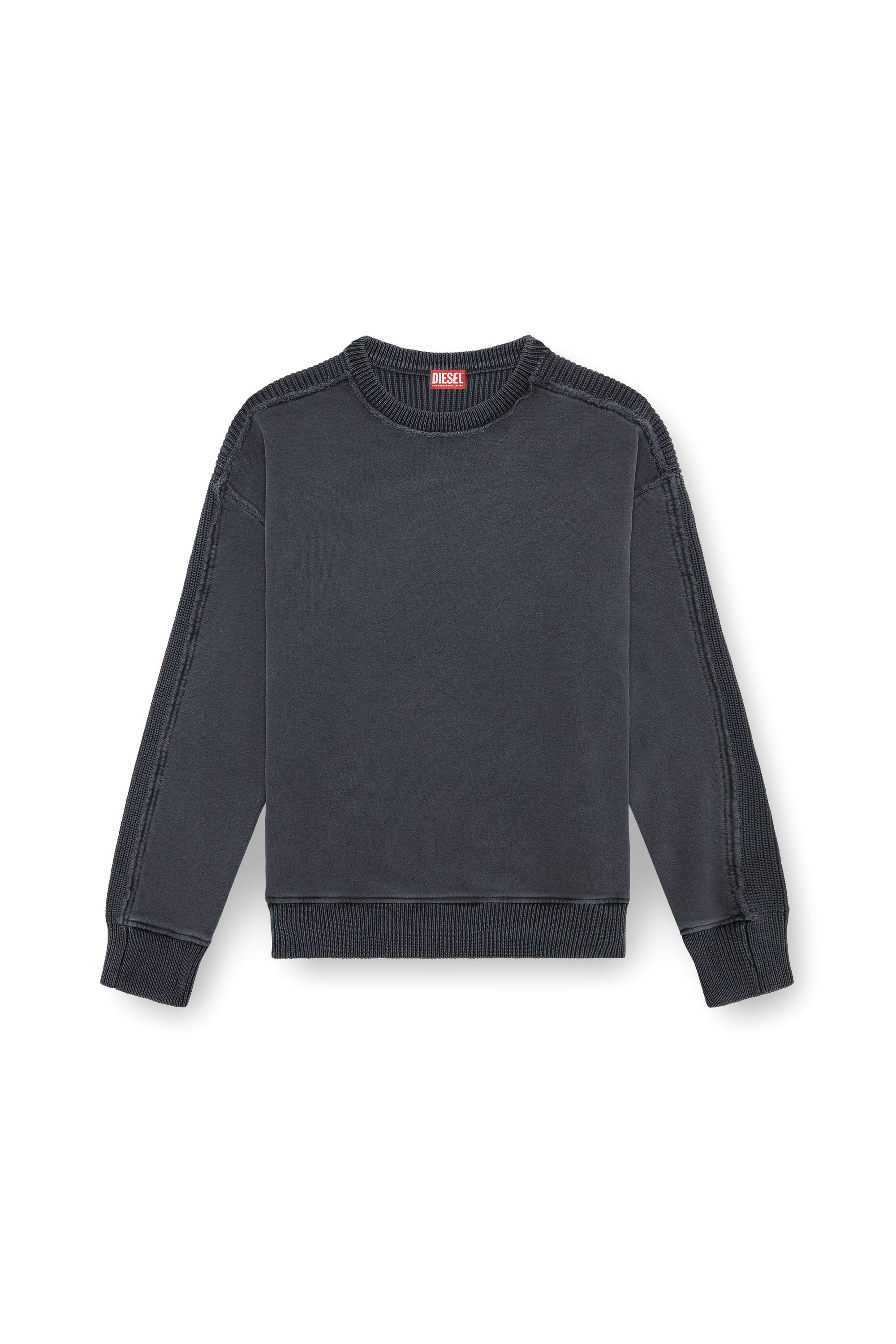 Diesel - K-OBERTO-ROUND, Male's Hybrid jersey and knit jumper in ダークグレー - 3