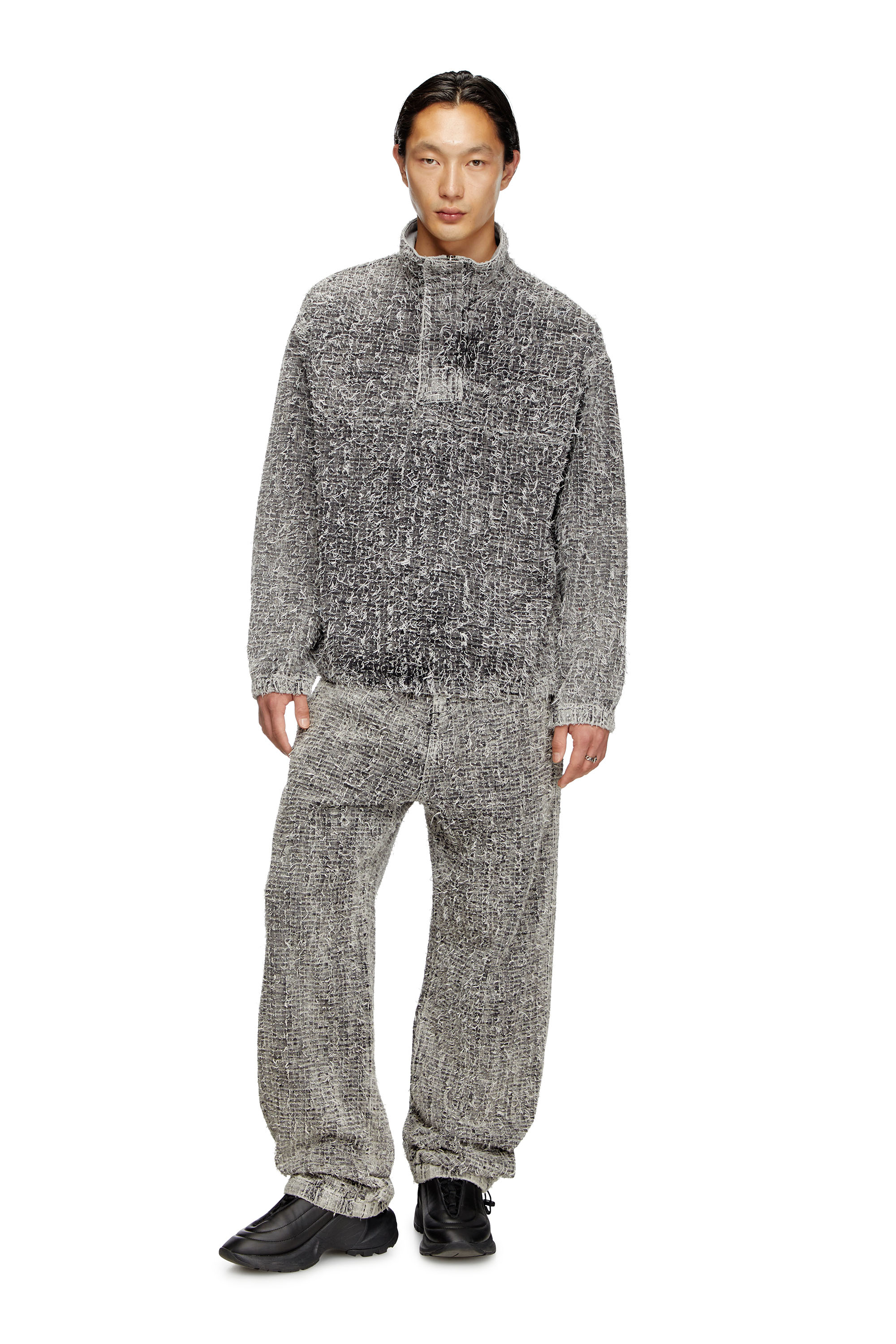 Diesel - D-FLOW-S2, Unisex's Pullover jacket in bouclé denim in グレー - 1