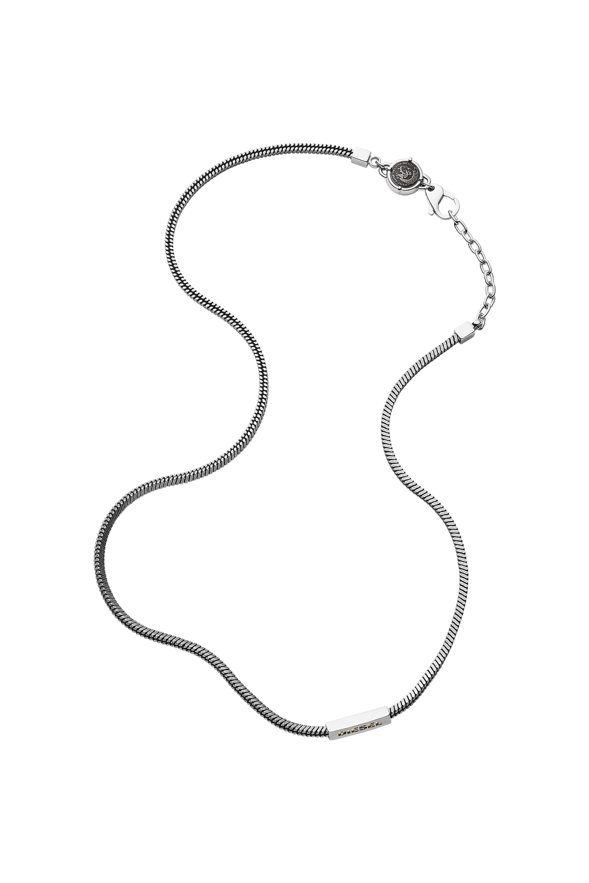 Diesel - DX1240, Male's Silver-tone brass square-chain necklace in シルバー - 1