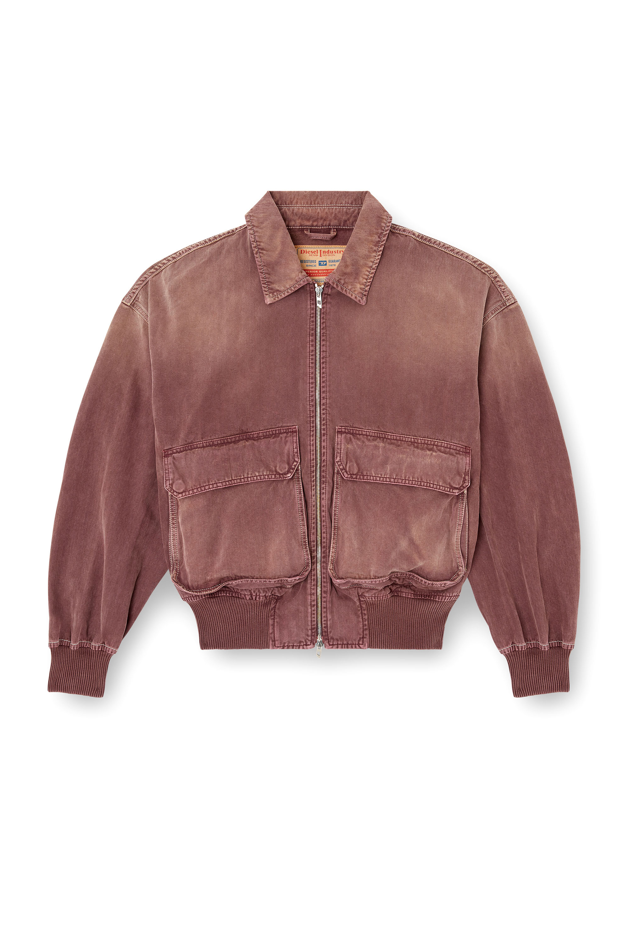 Diesel - D-KURZ, Unisex's Jacket in coloured herringbone denim in ブラウン - 3