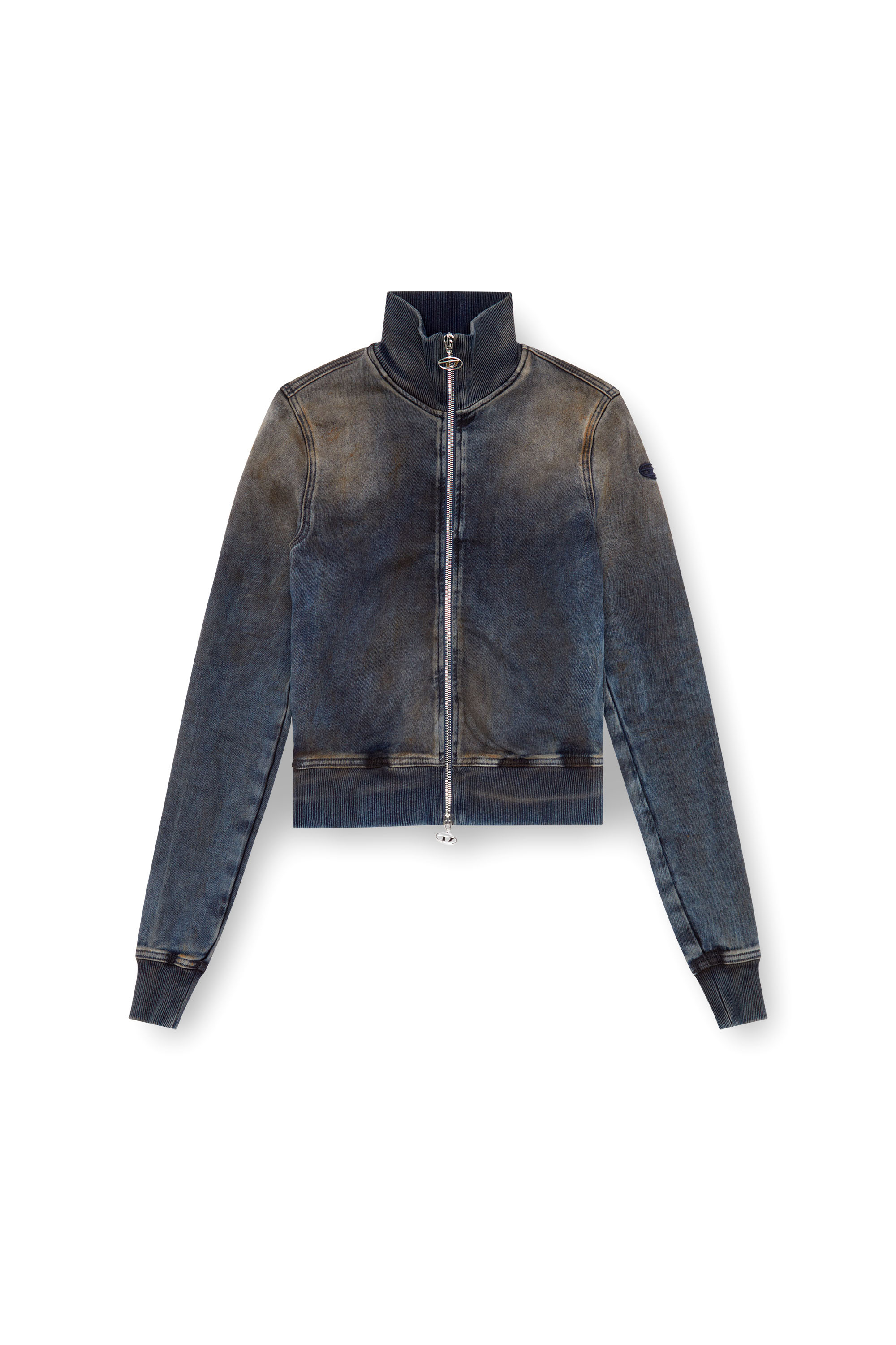 Diesel - D-EMY TRACK, Female's Zip-up sweatshirt in distressed Track Denim in ダークブルー - 3