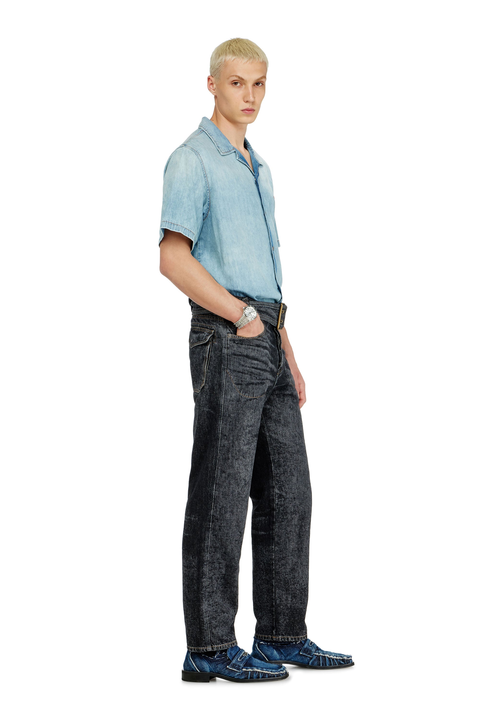 Diesel - Male's Relaxed Jeans D-Marcus 09Q24, ブラック/ダークグレー - 1