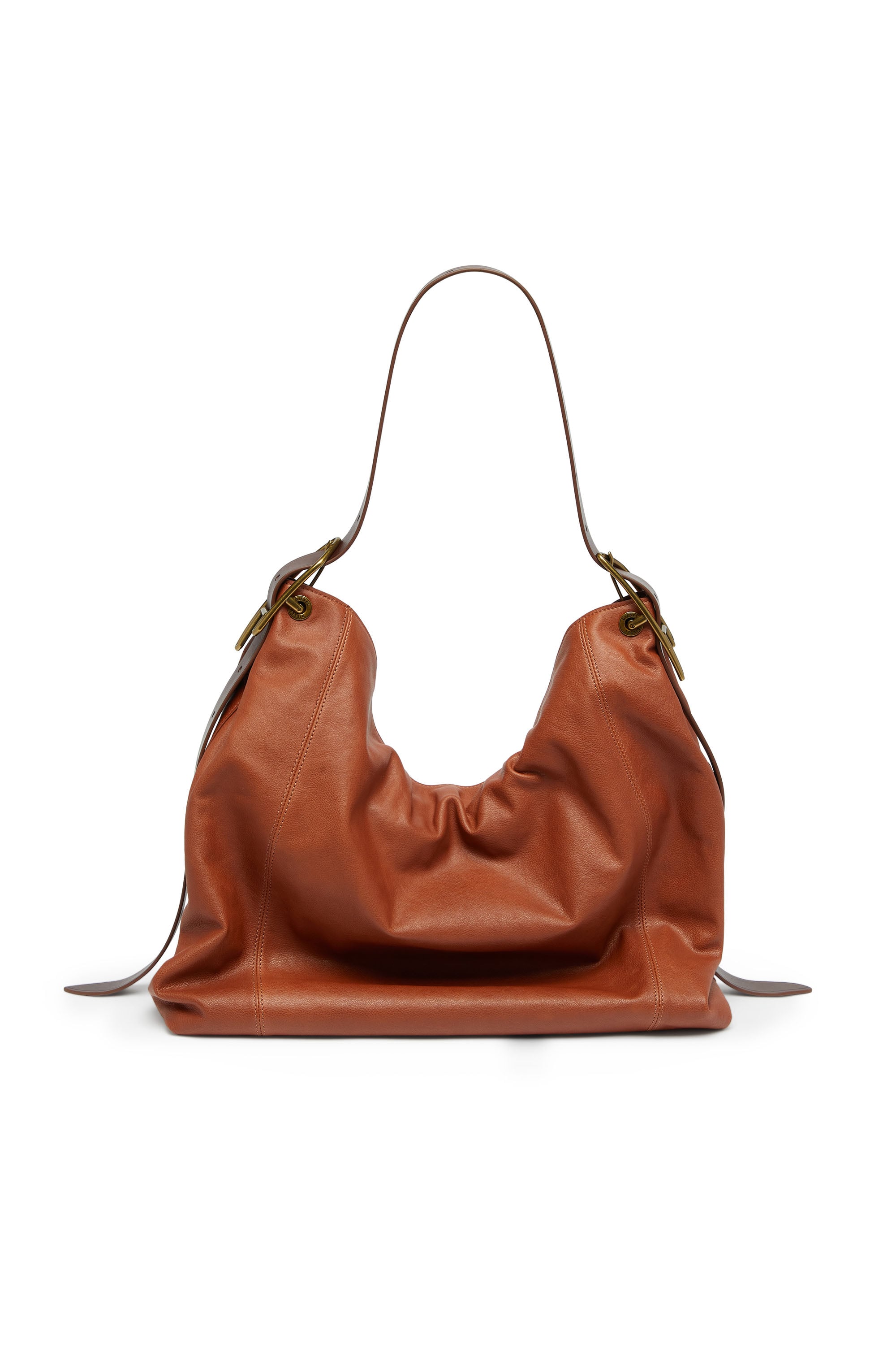 Diesel - D-LINE HOBO L, Female's D-Line-Hobo bag in shiny leather in ブラウン - 3
