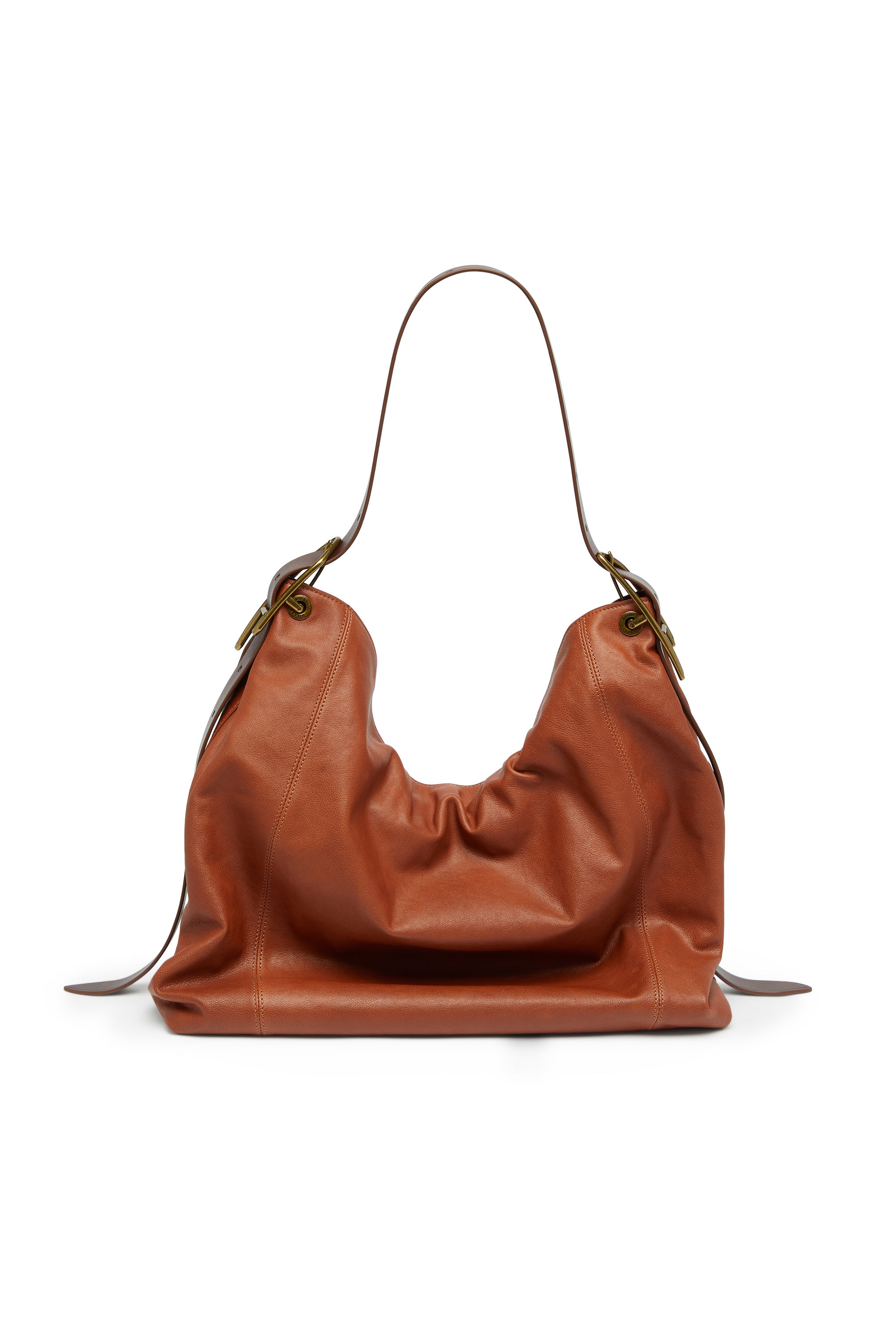 Diesel - D-LINE HOBO L, Female's D-Line-Hobo bag in shiny leather in ブラウン - 3