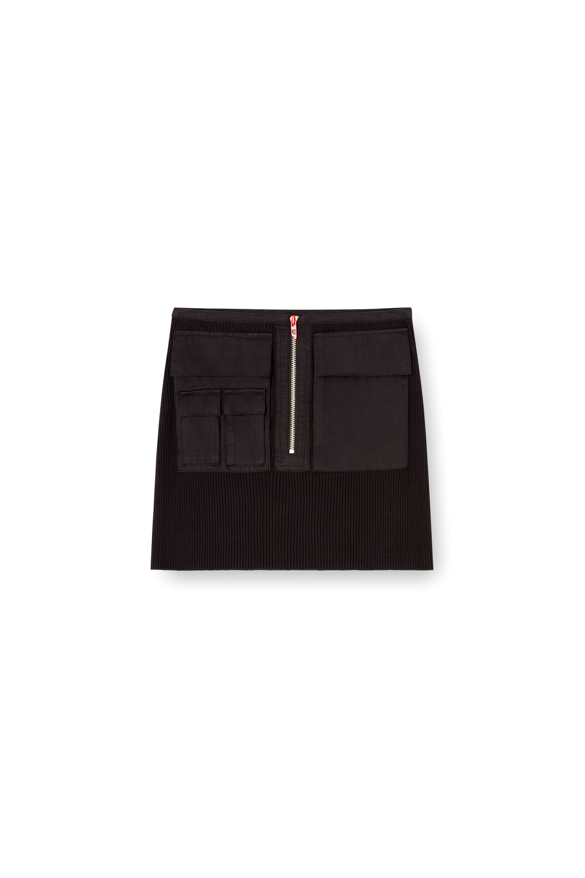Diesel - M-MERYN-SHORT, Female's Ribbed mini skirt with cargo pockets in ブラック - 3