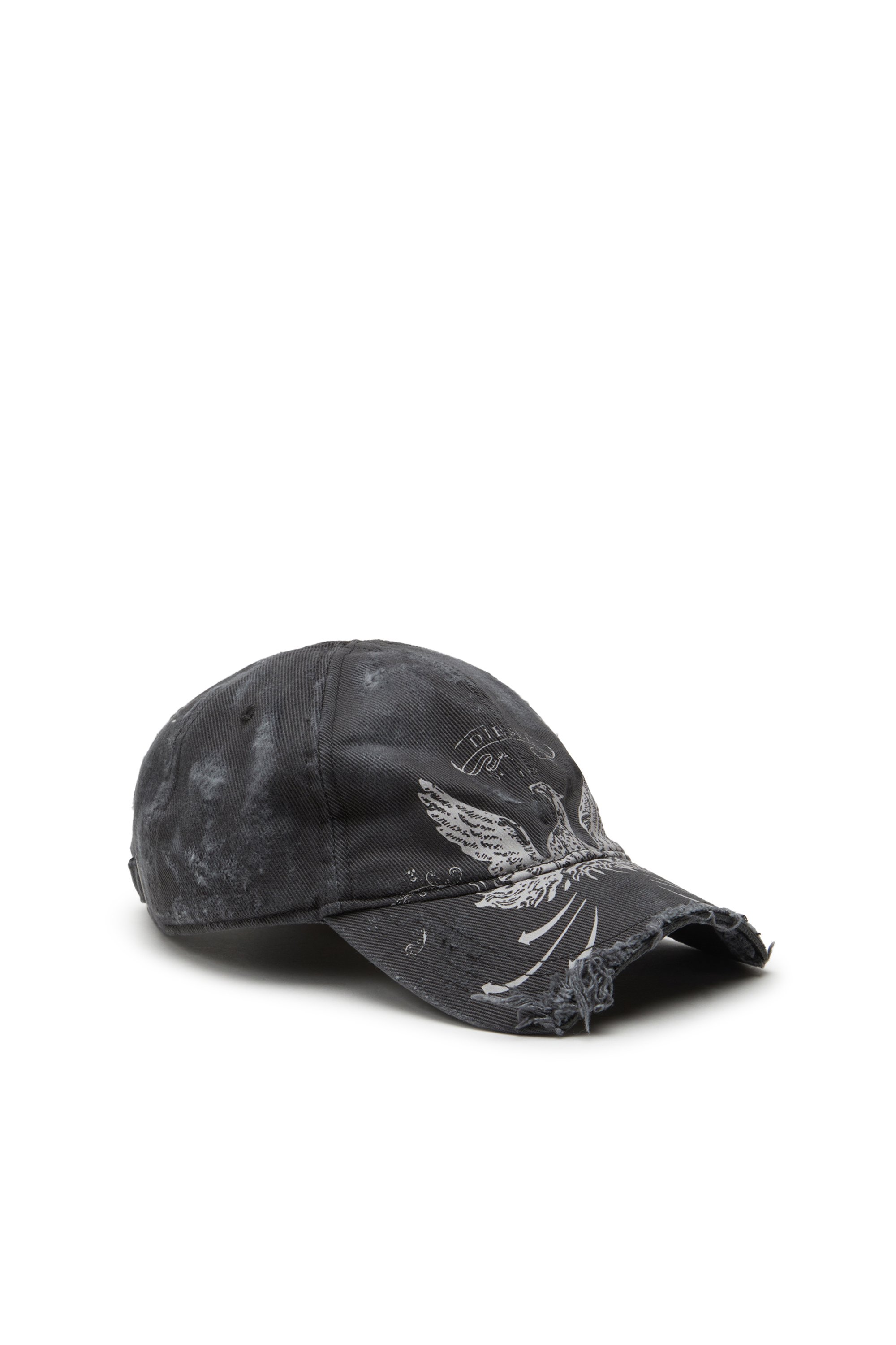 Diesel - C-FENIX, Male's Distressed baseball cap with Phoenix print in ブラック - 1