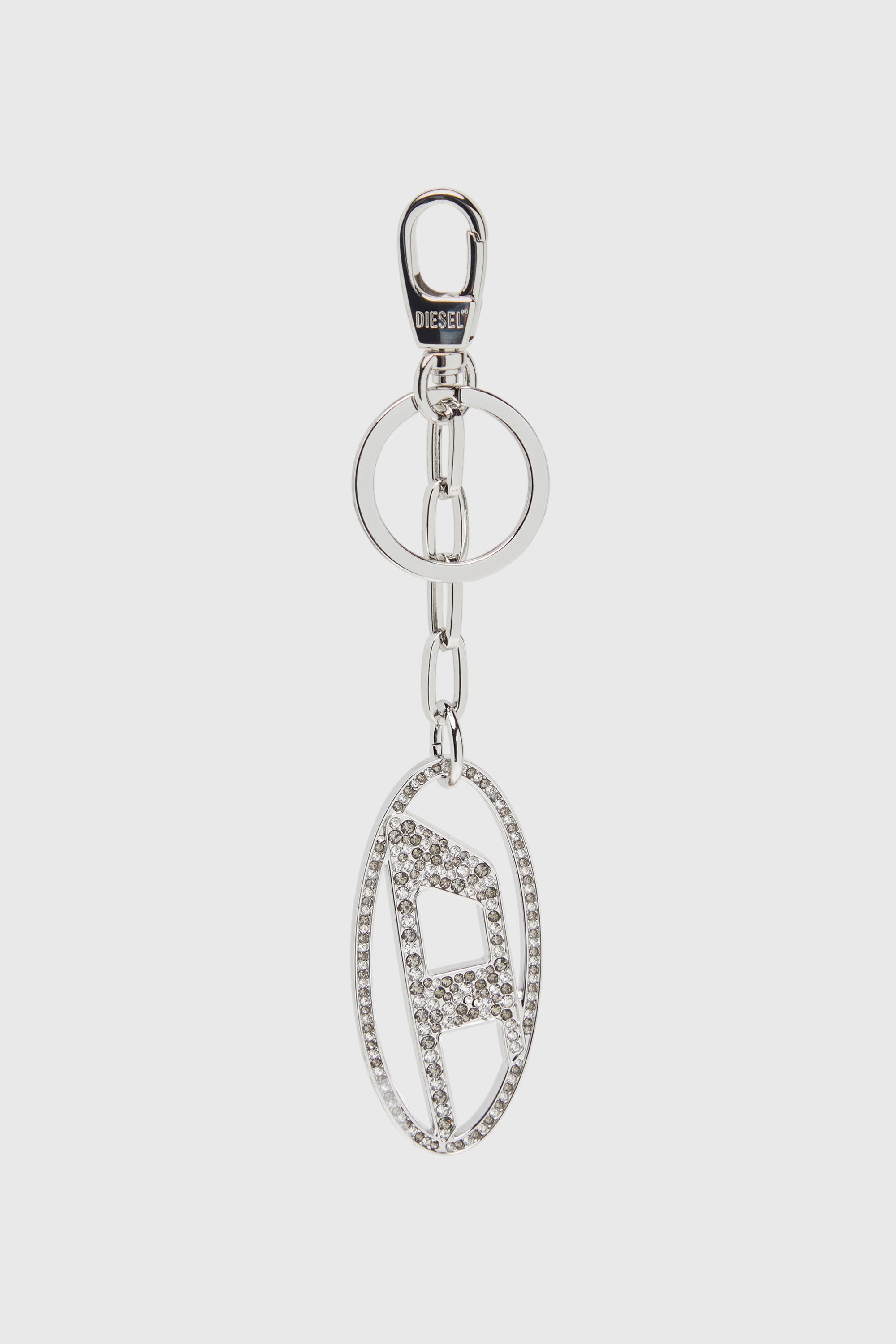Diesel - HOLY-C, Female's Metal Oval D keyring with crystals in シルバー - 1