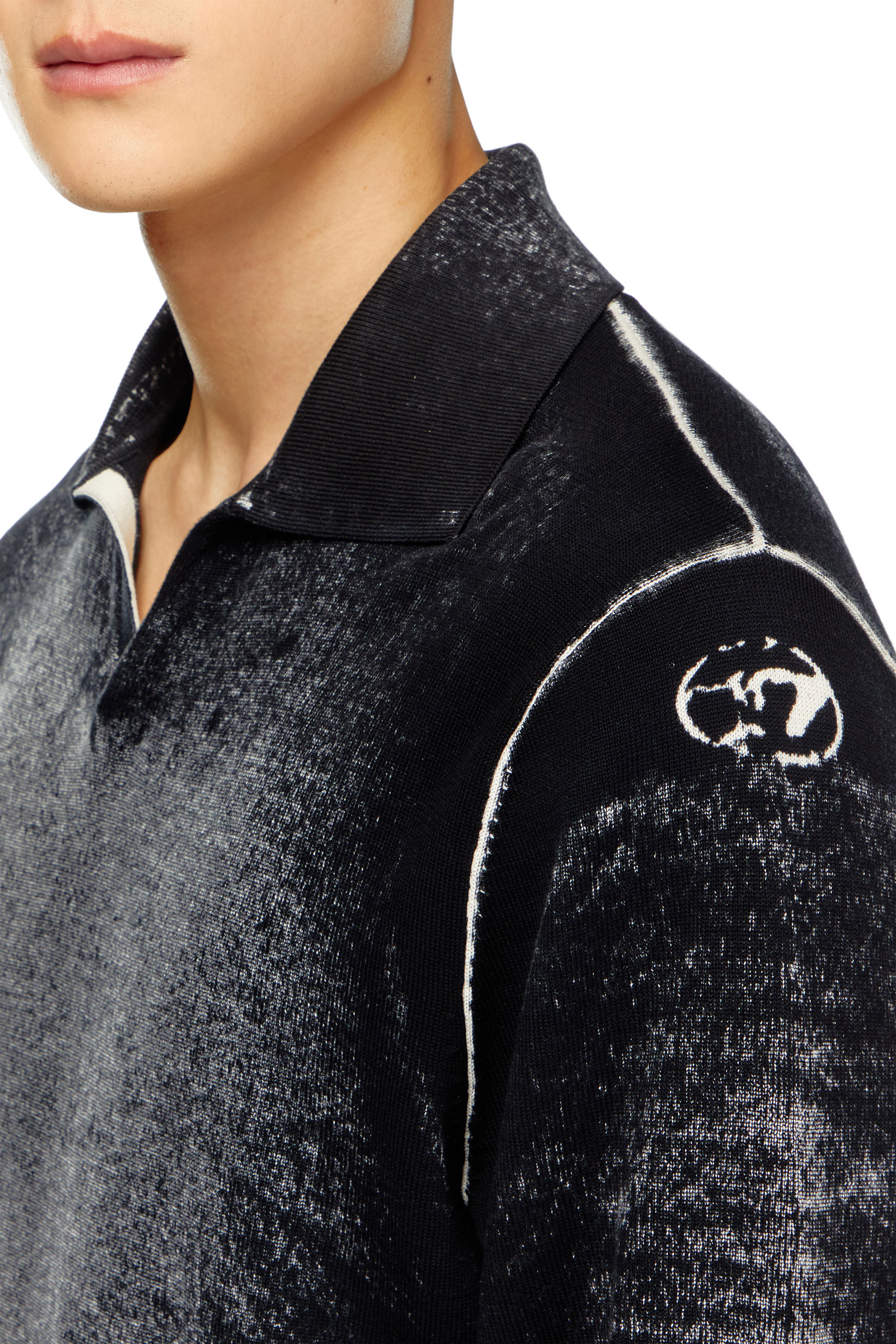Diesel - K-LORENZO, Male's Reverse-print polo jumper in ブラック - 5