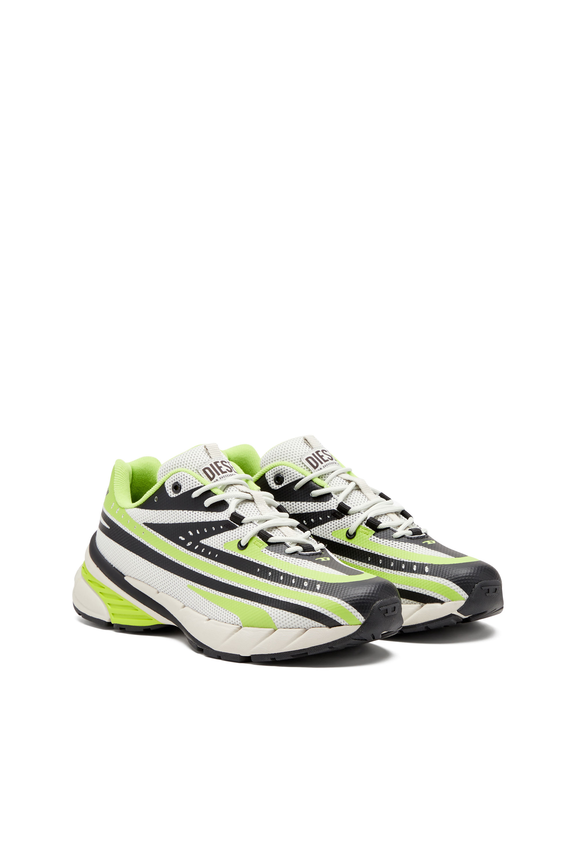 Diesel - D-AIRSPEED LOW, Male's D-Airspeed Low-Striped sneakers in coated mesh in イエロー/ブラック - 2