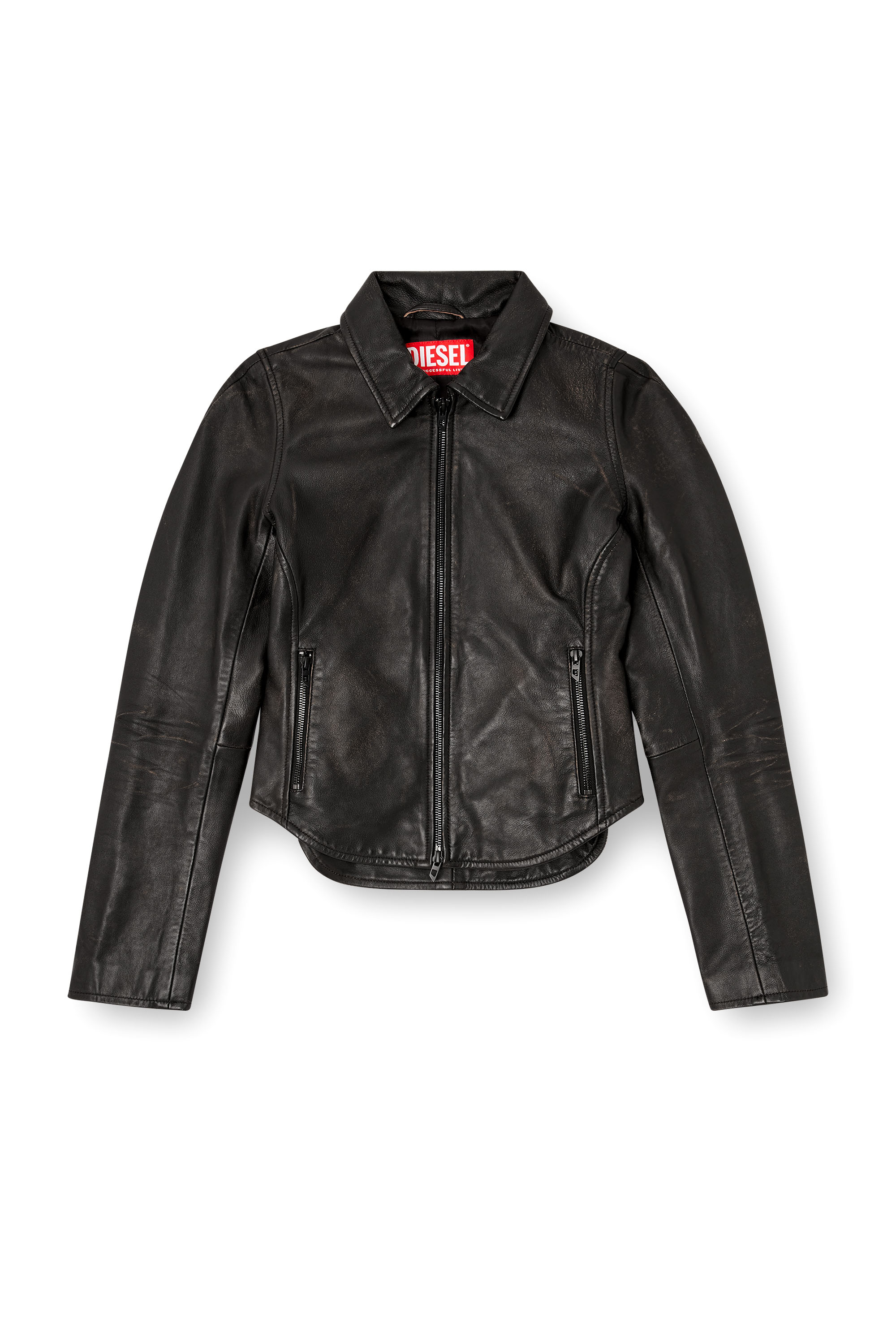 Diesel - L-EGRAD, Female's Distressed leather jacket in ブラック - 3