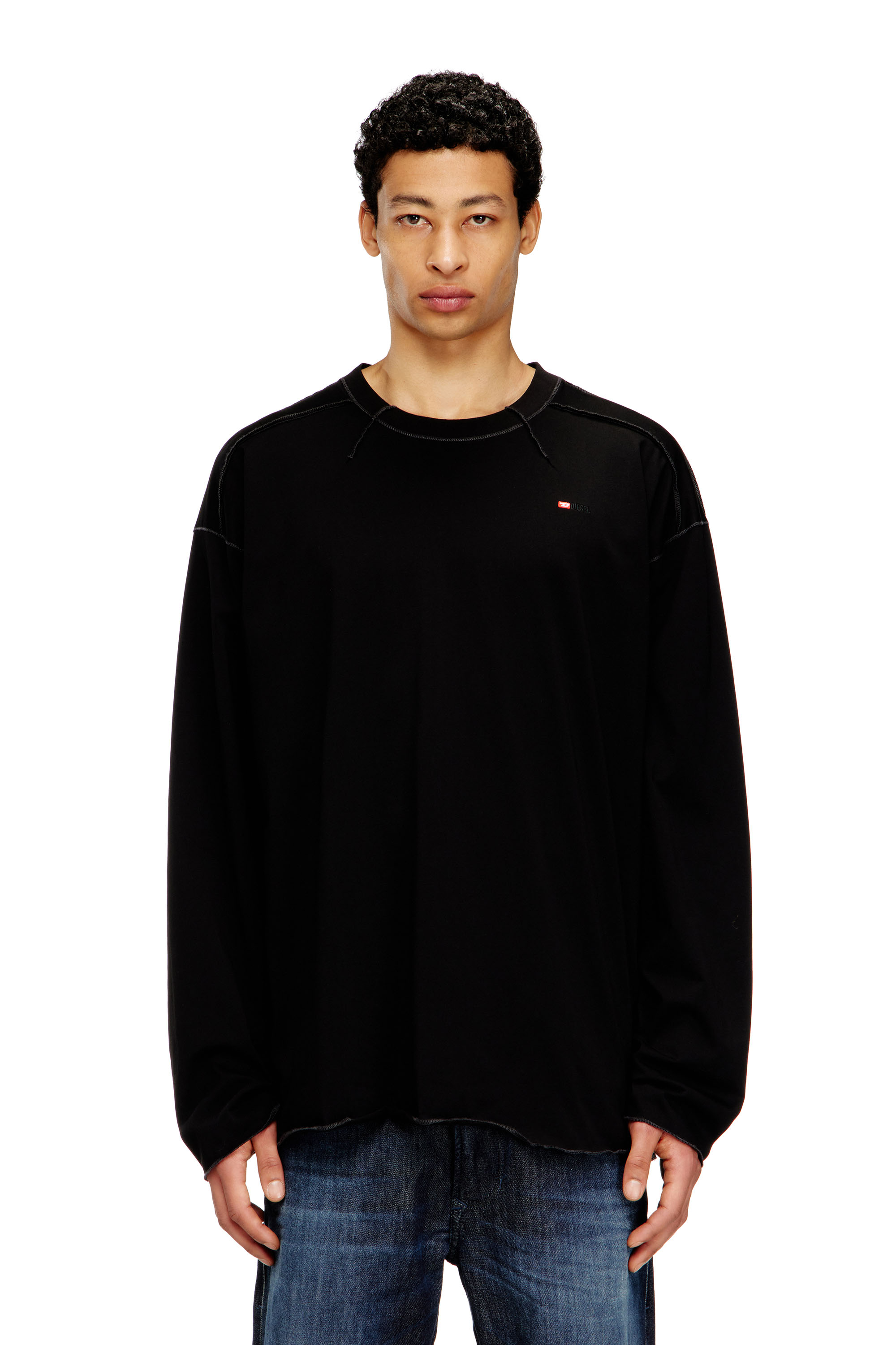 Diesel - T-CRAHOR-BOXT-LS-T1, Male's 長袖Tシャツ in ブラック - 3