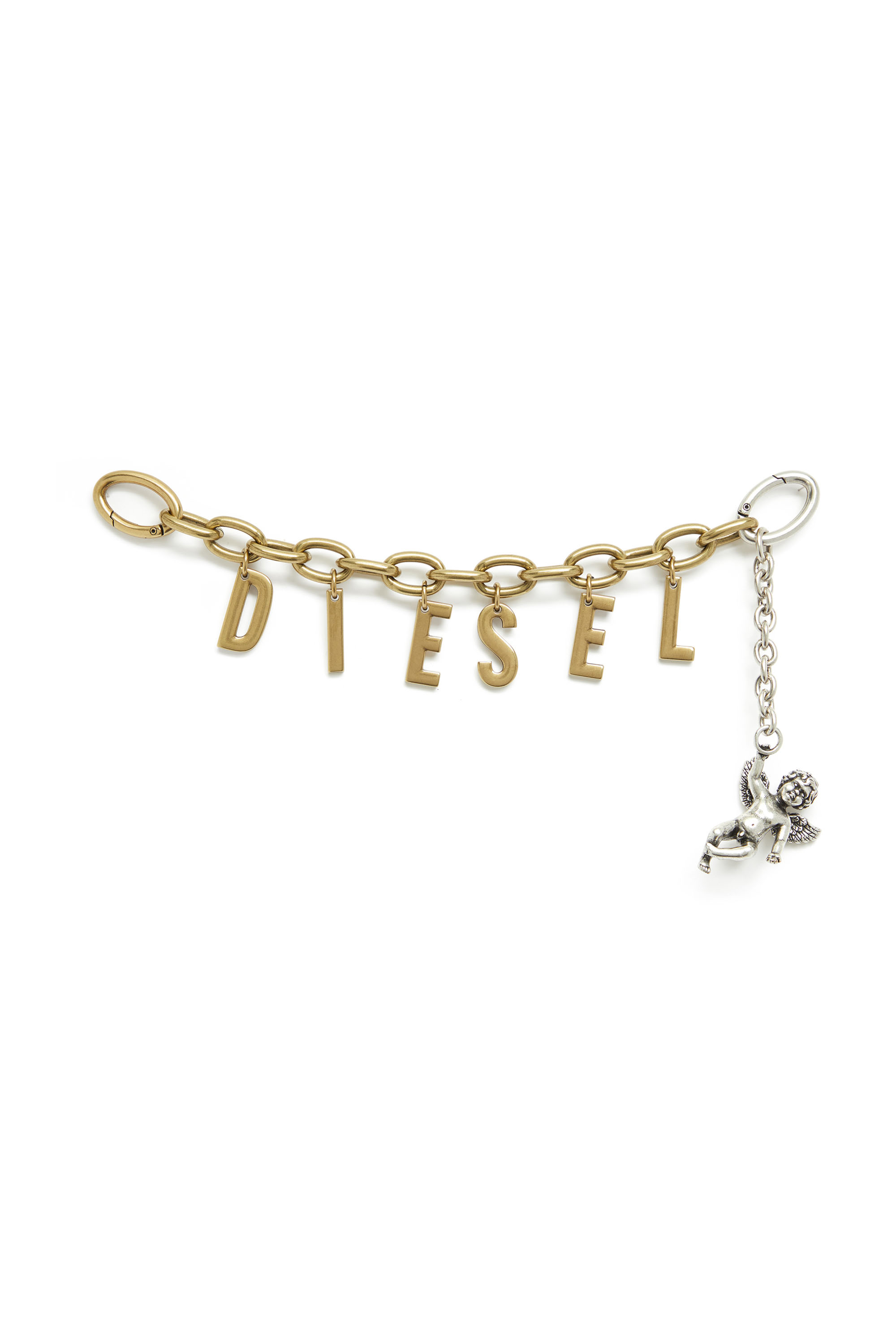 Diesel - CHAIN-D III S, Female's Metal letter charm with cherub in ゴールド - 1